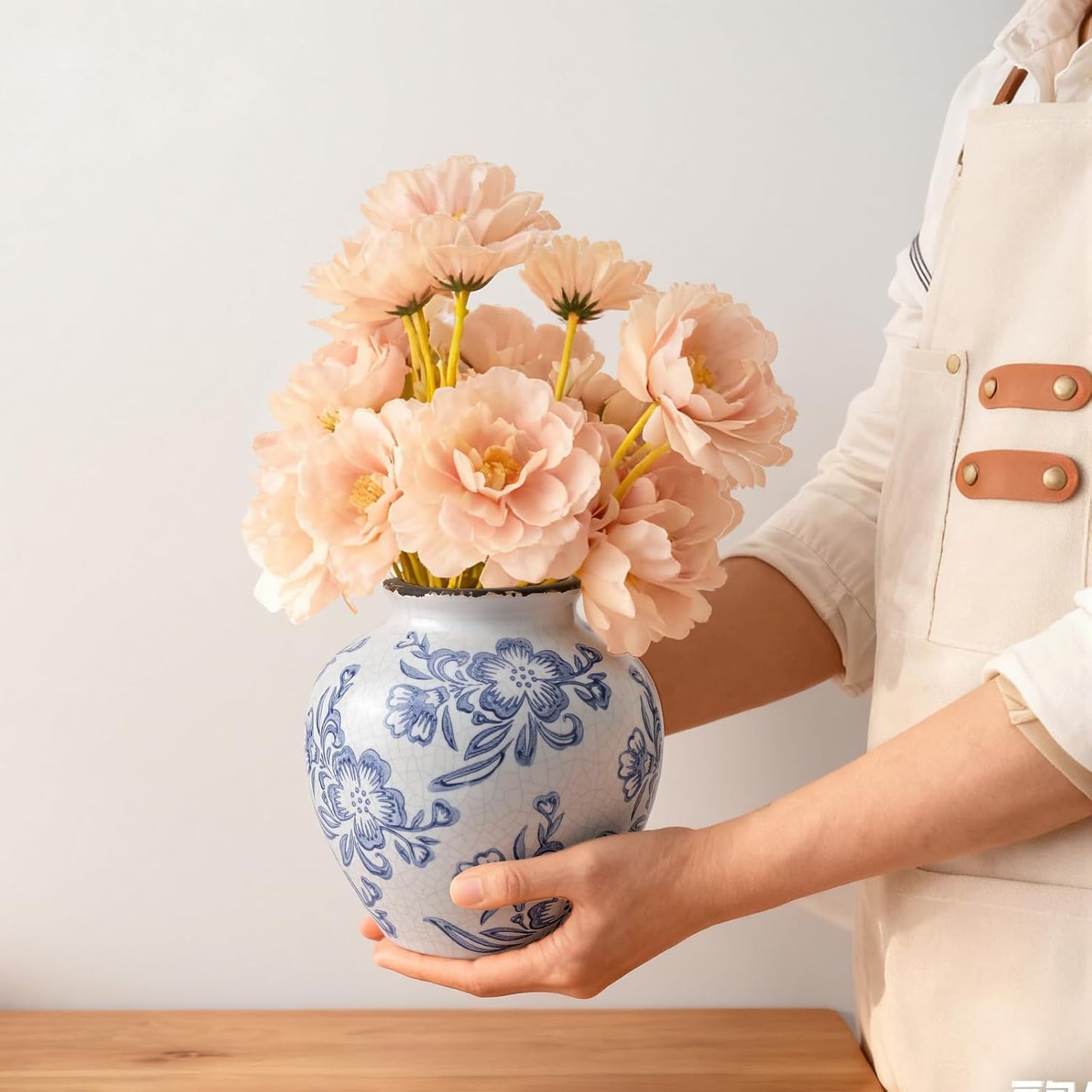 Ceramic Flower Vase Home Decor / 6.2"-blue and White / 6.2 Inch