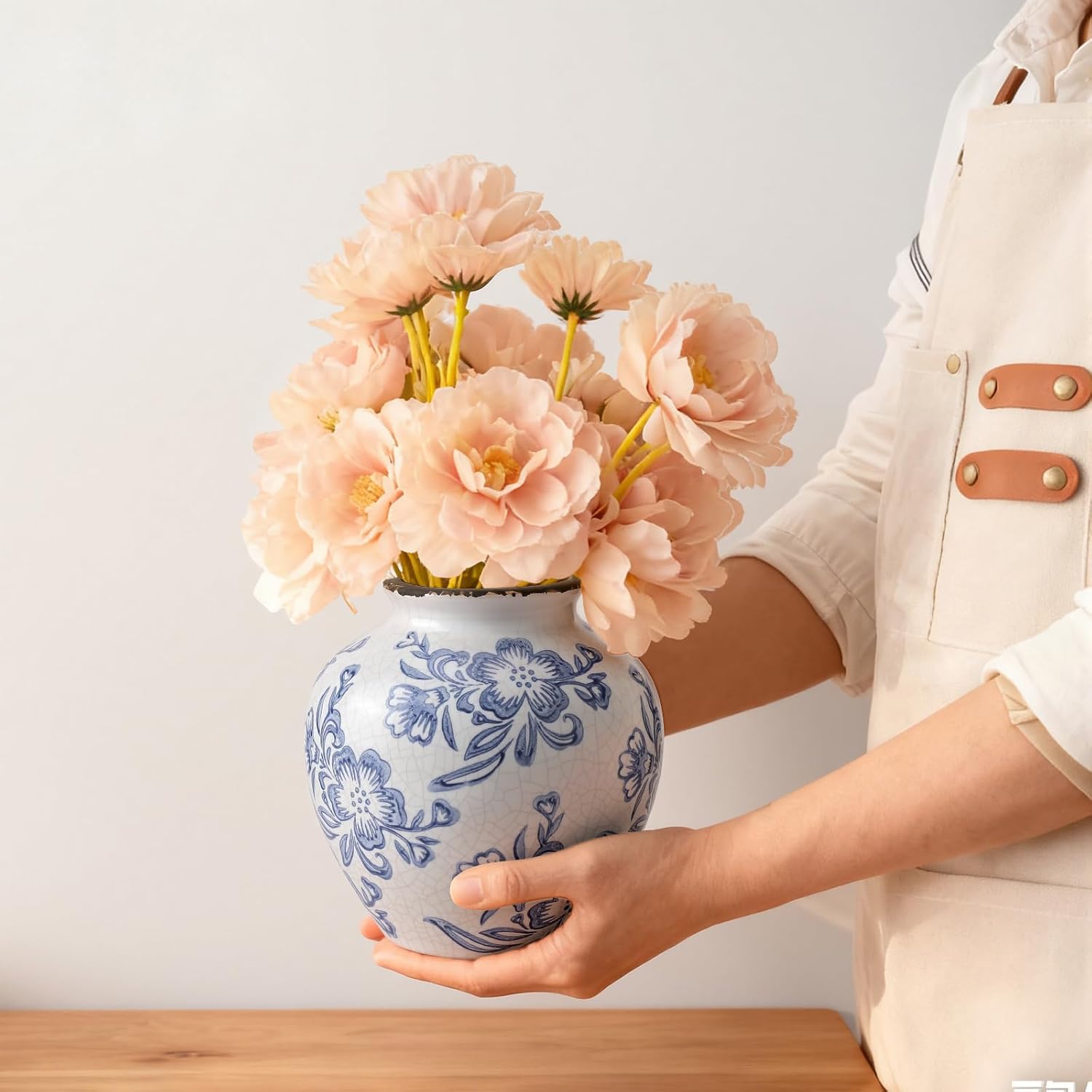 Ceramic Flower Vase Home Decor / 6.2"-blue and White / 6.2 Inch