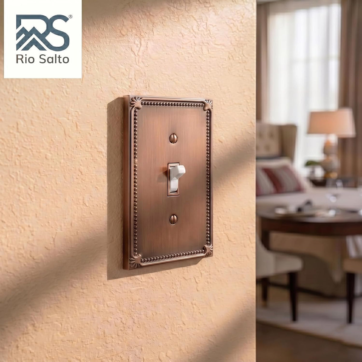 Rio Salto Toggle Light Switch Cover Plate Vintage Copper Flip Switch Outlet Covers 1 Gang Midsize Metal Electrical