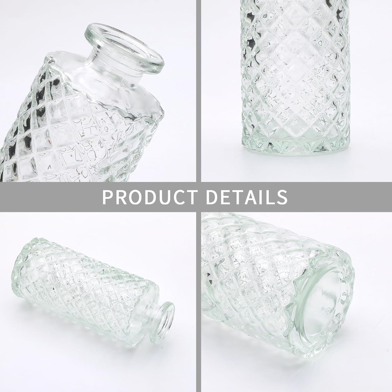 Glass Bud Vase Set in Bulk / Clear / Set of 9
