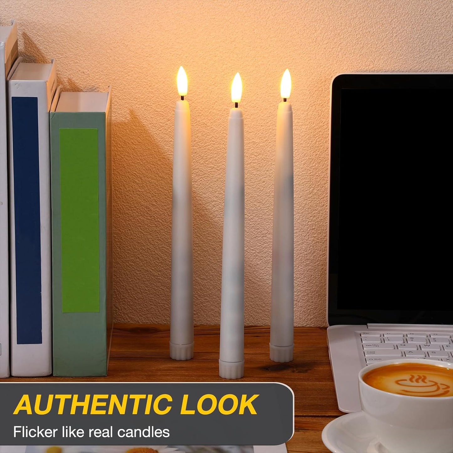 20 Pcs Flickering Flameless Taper Candles Bulk LED Battery Operated Realistic Flame Effect with Remote & Timer Safe No