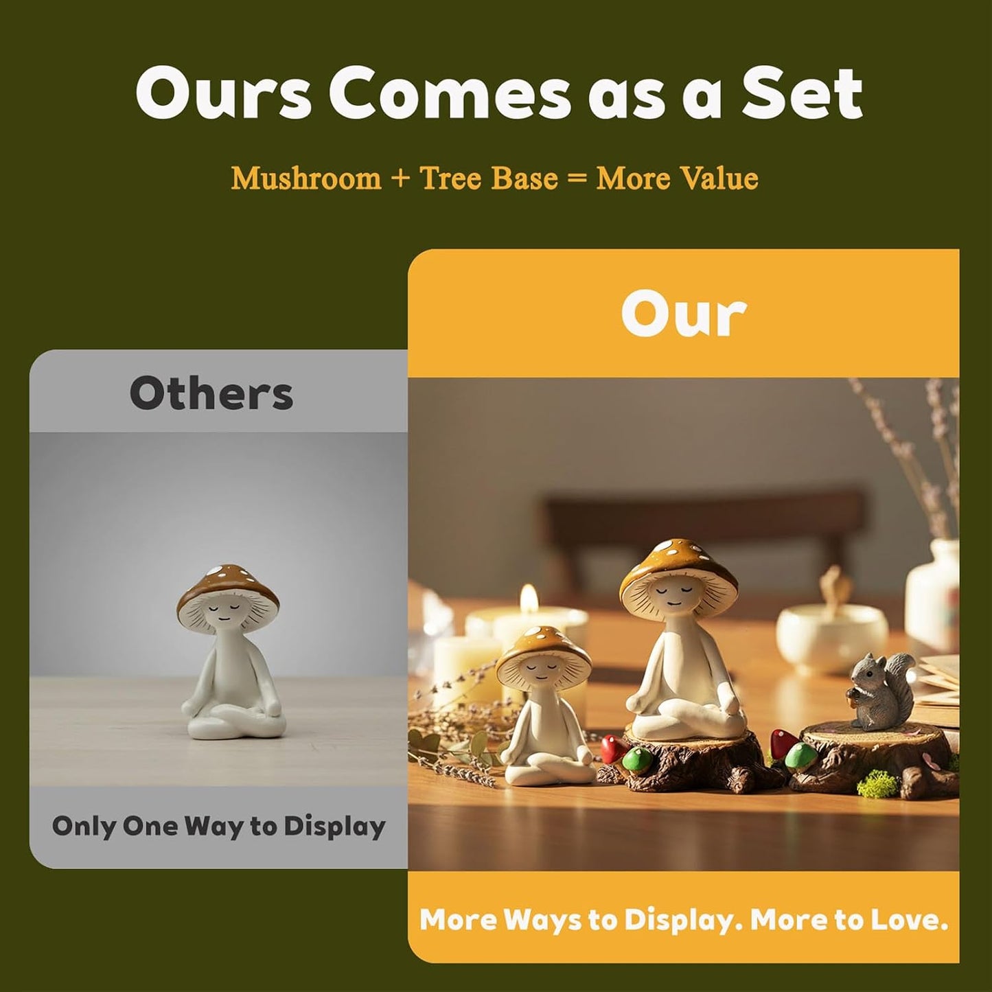 Zen Garden Mushroom Statue Meditation Mushroom Figurines