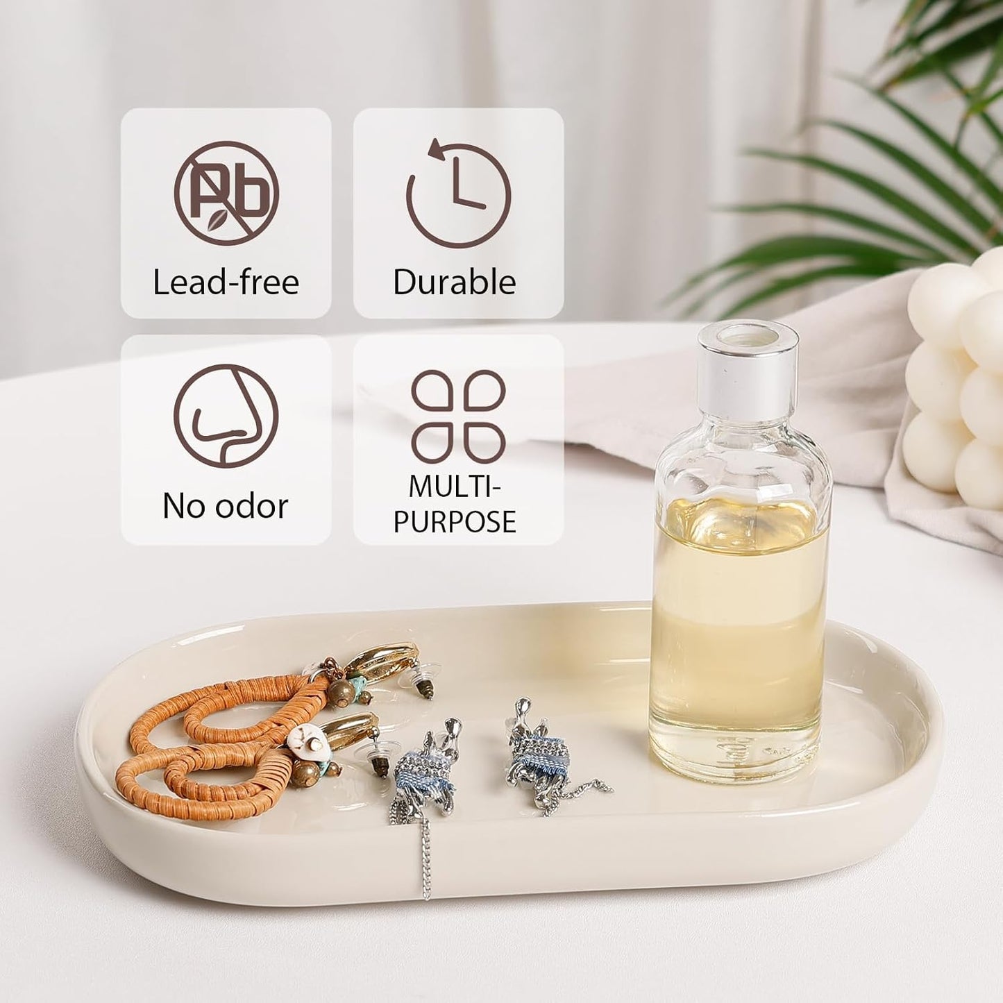 Ceramic Jewelry Tray / Cream_1pcs