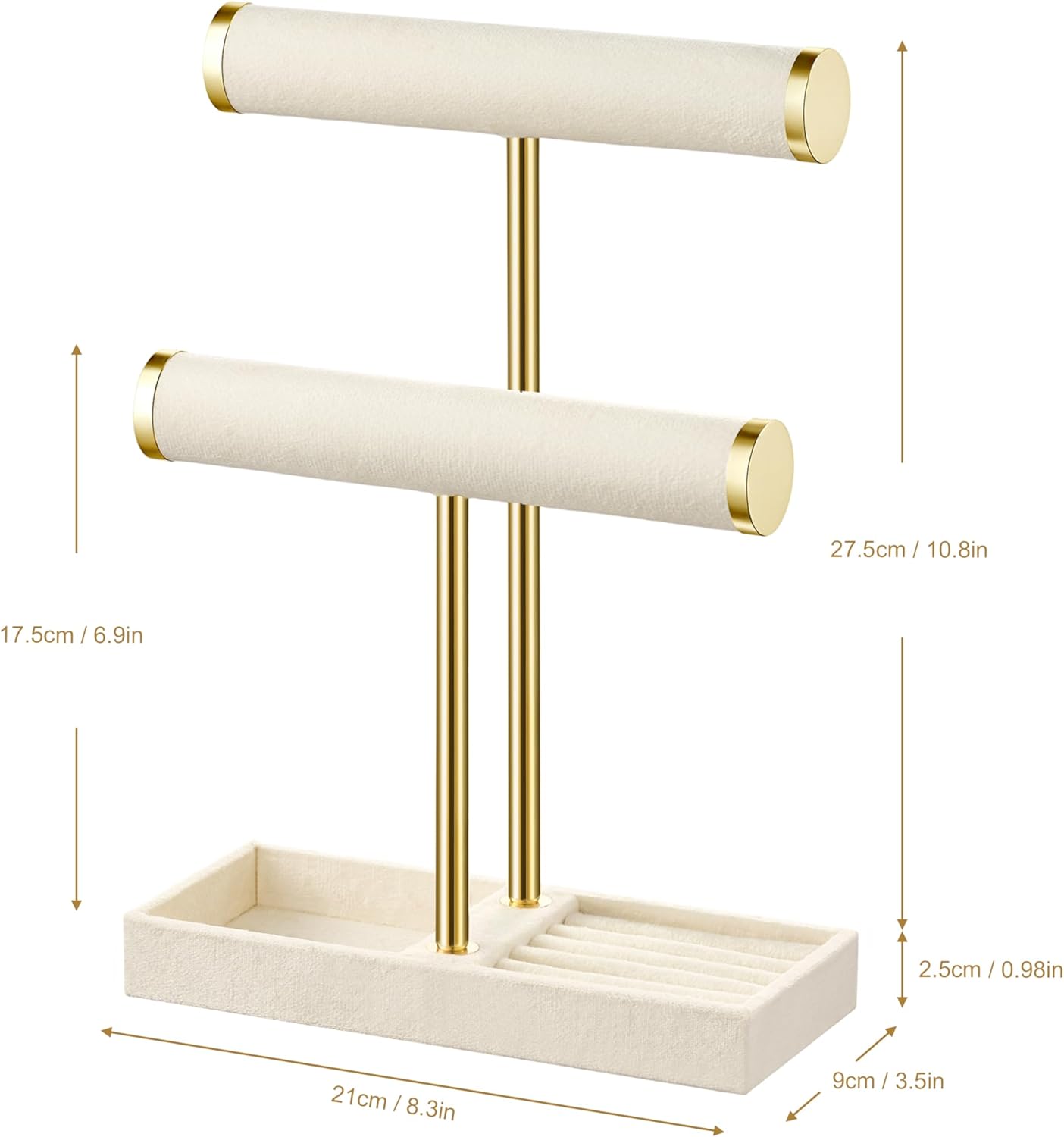 Detachable T Bar Velvet Bracelet Holder / Beige