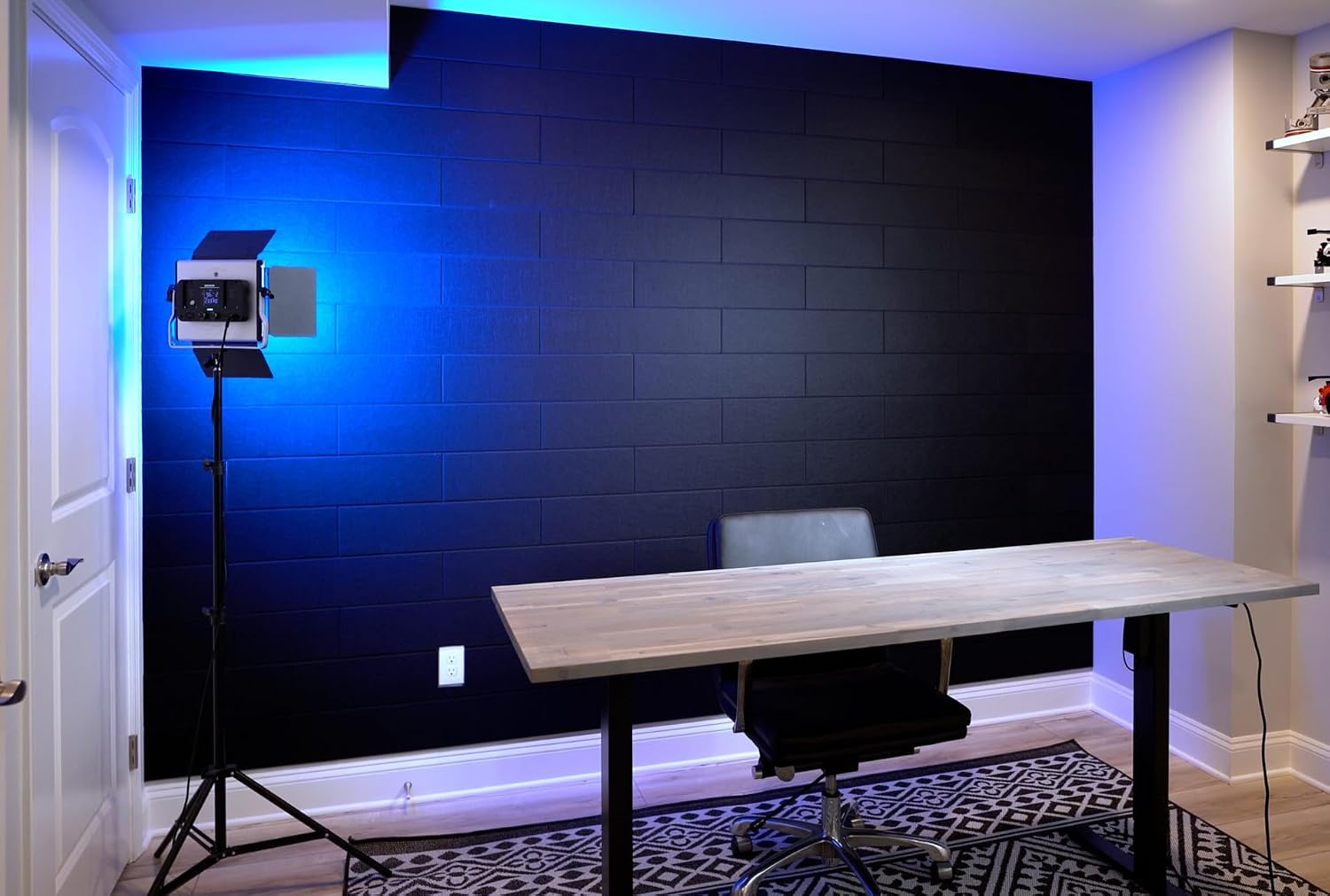 Shiplap Felt Wall Panels, Black, 24 Pack, Modern Wall Paneling, Peel and Stick, Sound Absorbing, 23.25 sq ft