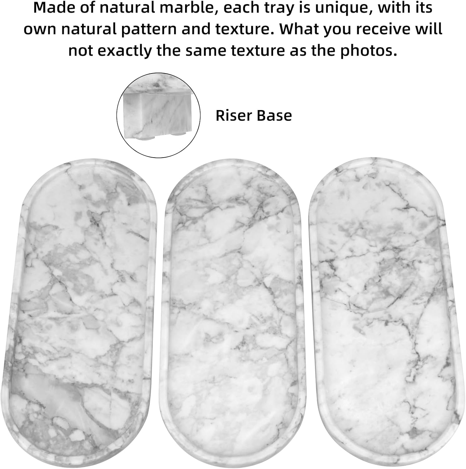 Marble Oval Bathroom Vanity Tray / White Grey with Leg