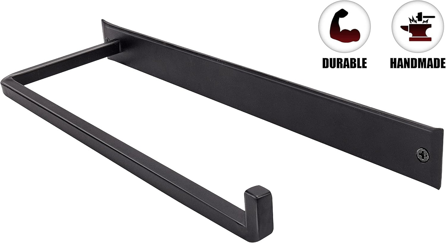 Wrought Iron Paper Towel Holder, Black, 13.7 x 4.5 x 1.5 inch | Wall mount metal paper towel rack for kitchen, sturdy