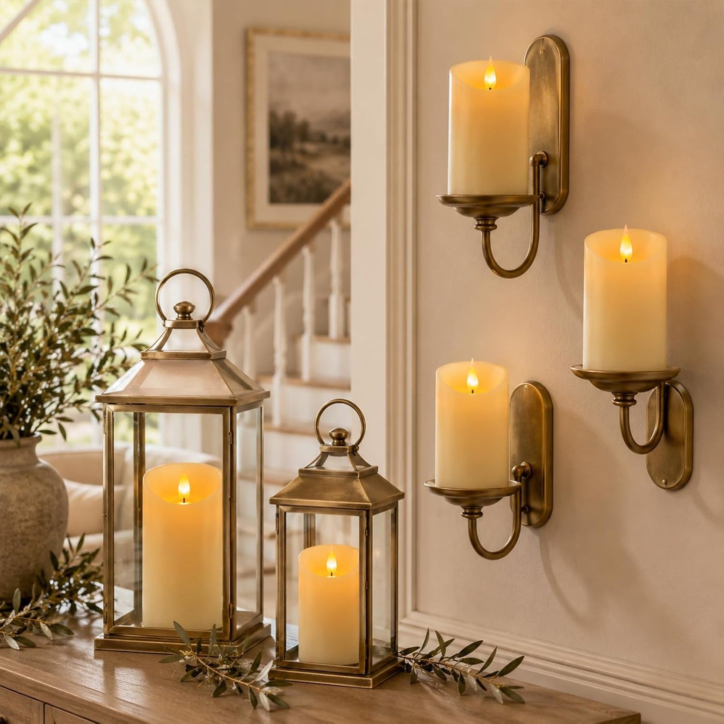 Lezonic Rechargeable Flickering Flameless Candles Battery Operated with Remote and Timer, Pack of 3(D 3'' X H