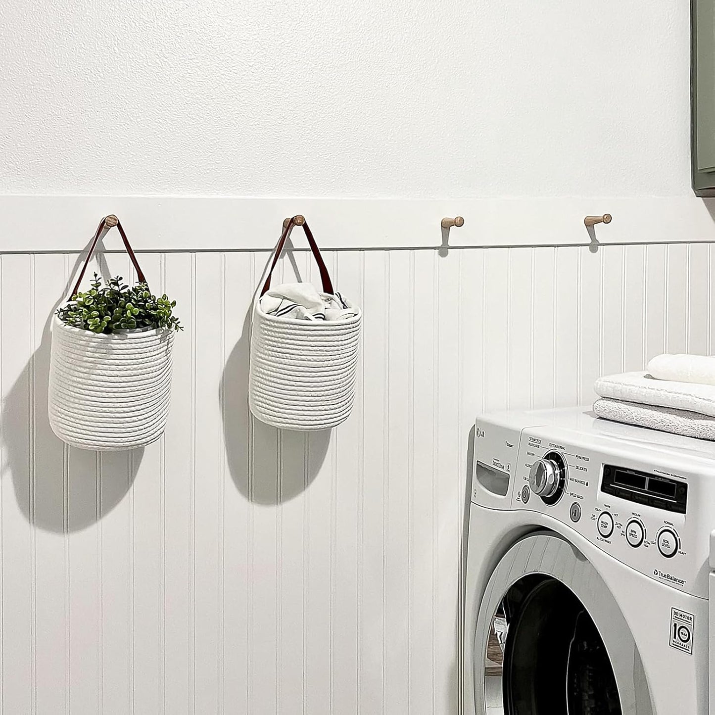 Rope Hanging Basket / White / Set of 2