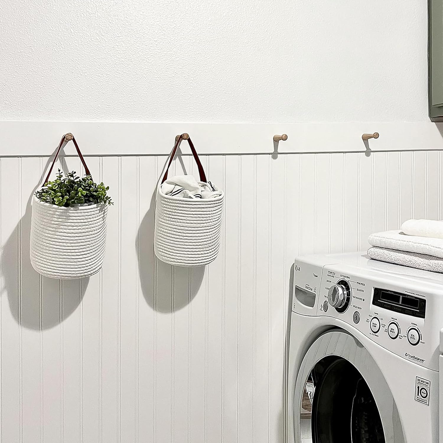Rope Hanging Basket / White / Set of 2