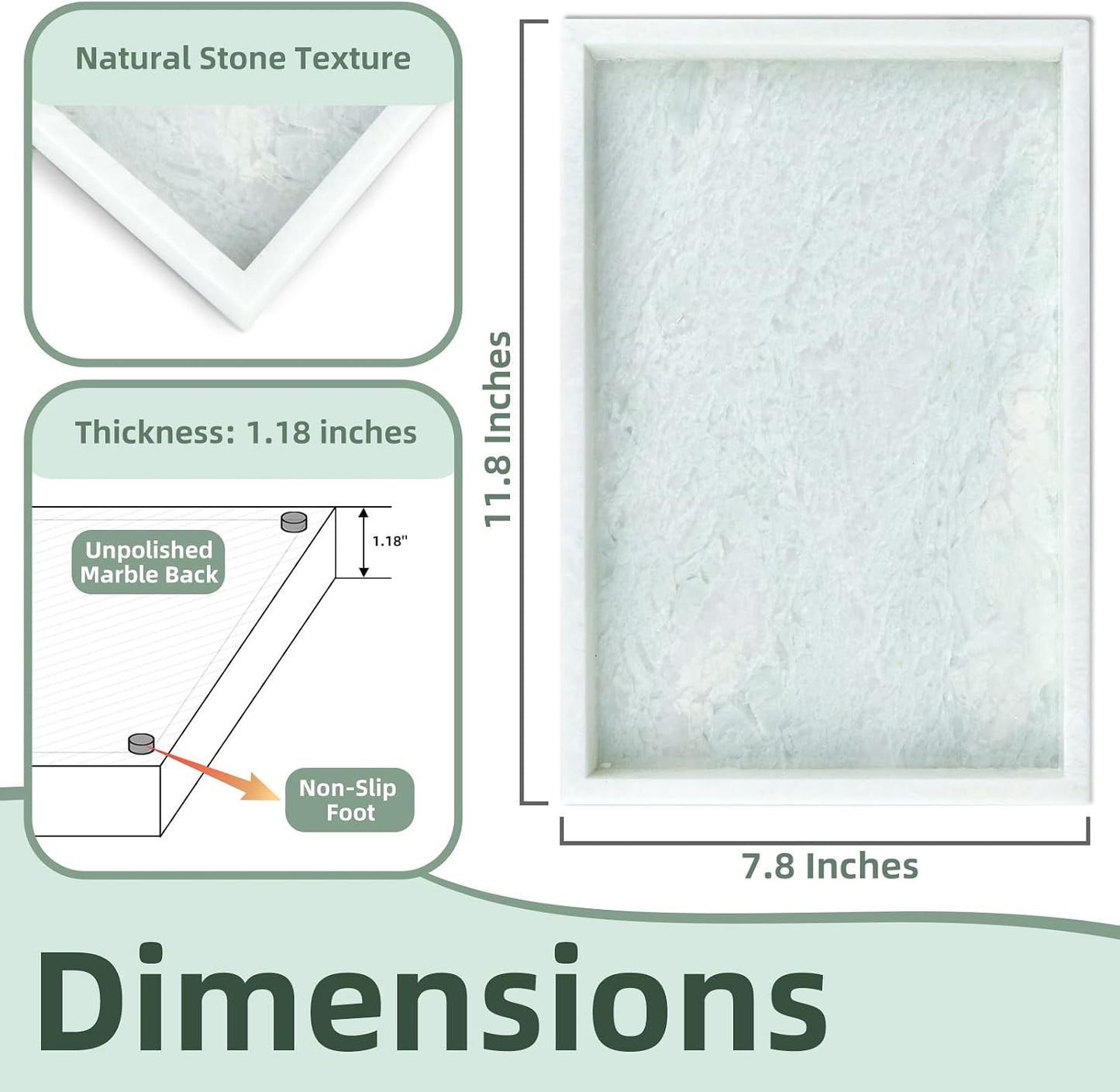 Natural Marble Vanity Tray / Ming Green