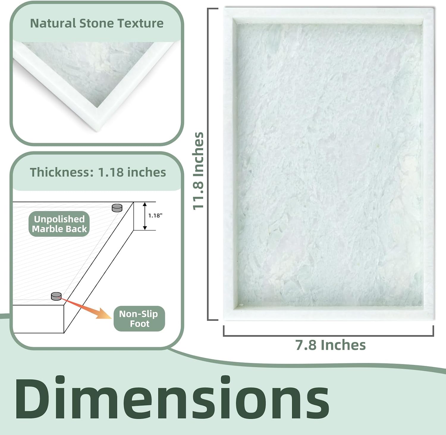 Natural Marble Vanity Tray / Ming Green