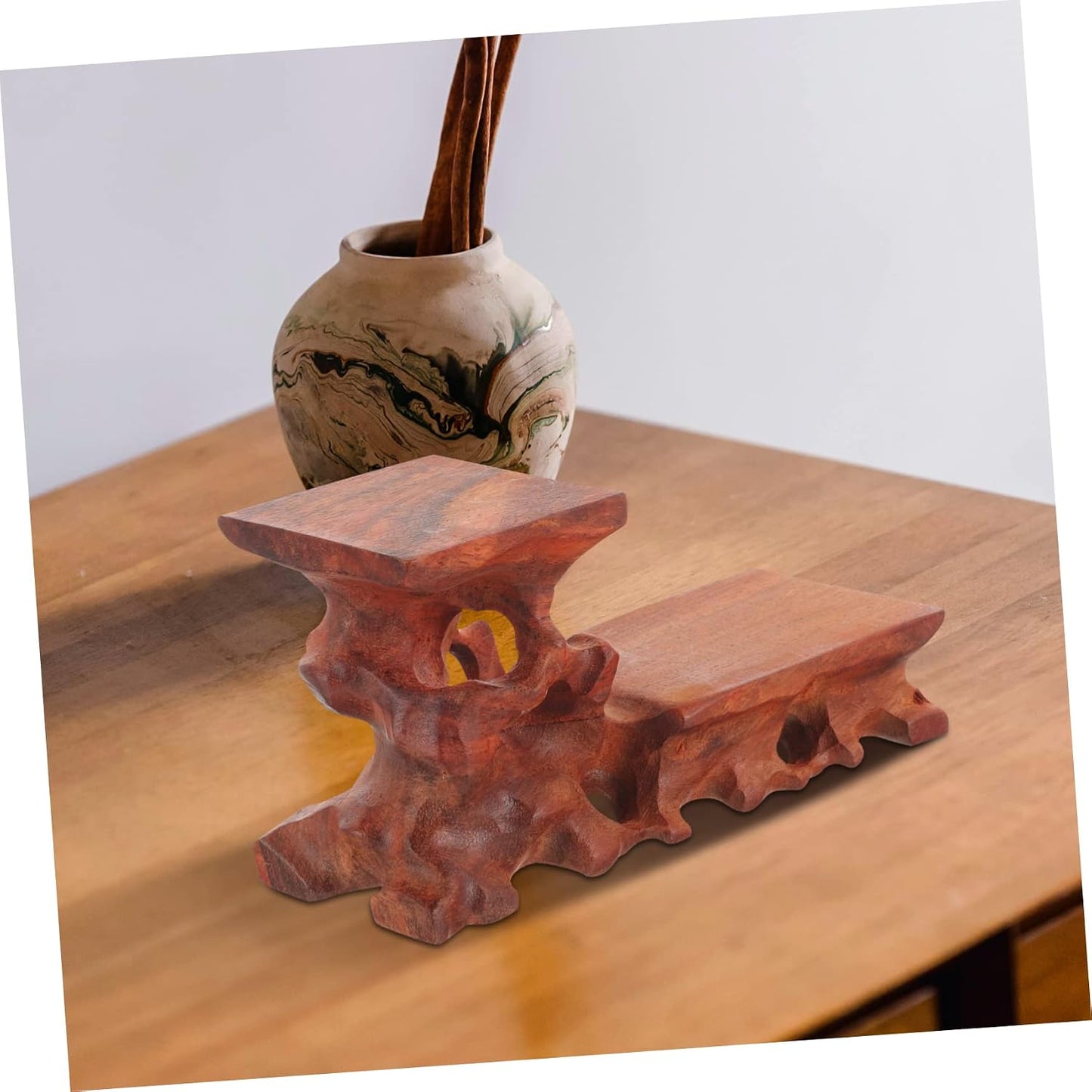 Rosewood Base Wooden Display Stand Vase Base Figurine Pedestal Riser