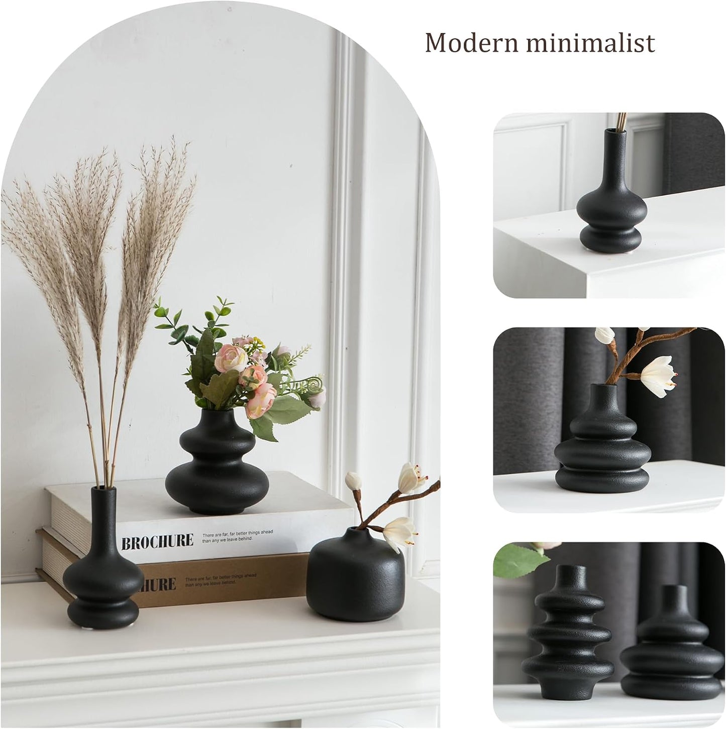 Small Ceramic Vase / Black / Set of 5