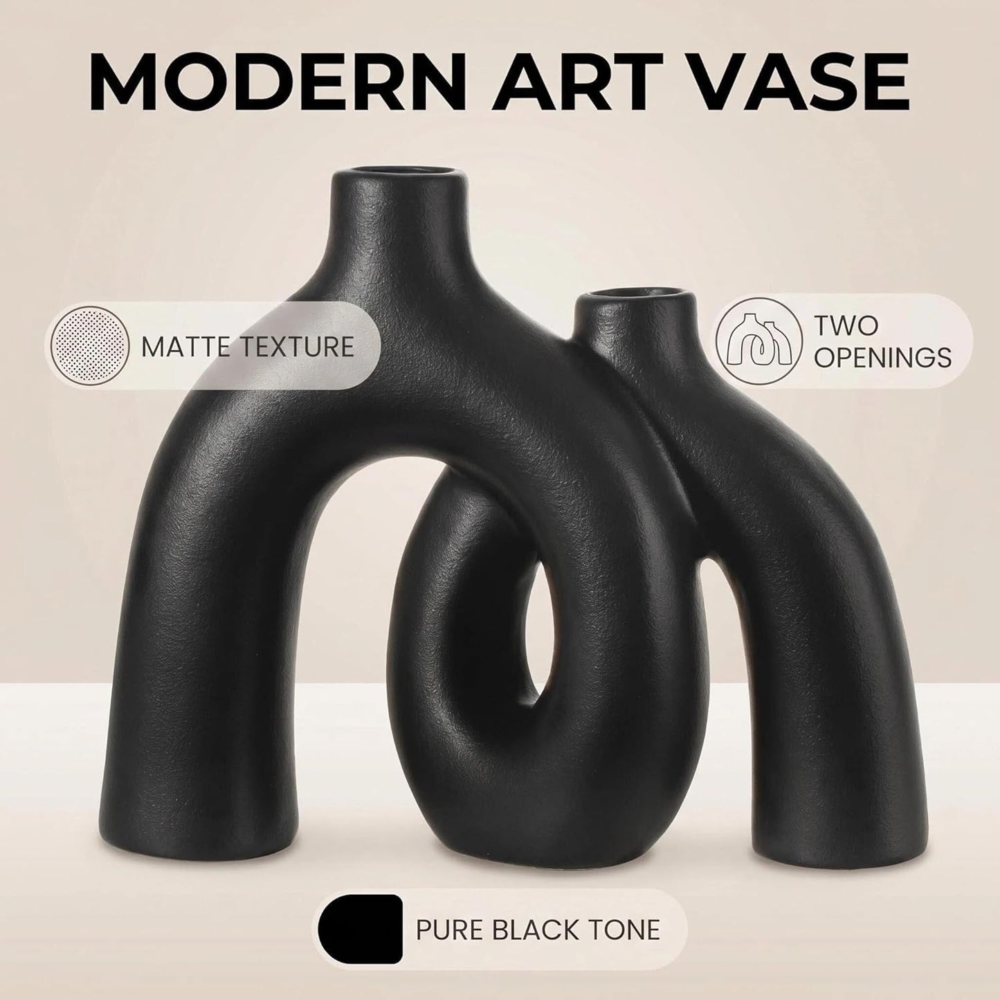 Modern Nordic Boho Vase Set / Black-1