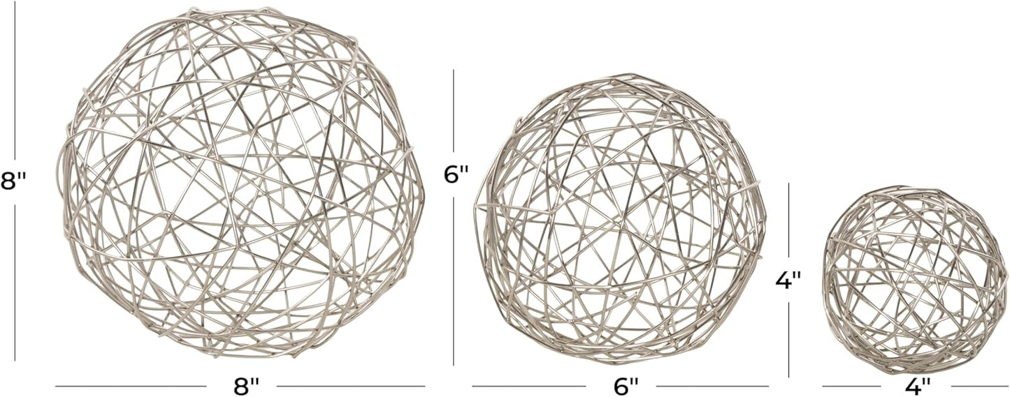 Metal Geometric Decorative Sculpture Home Decor Statues / Silver / 4 Inch / Set of 3
