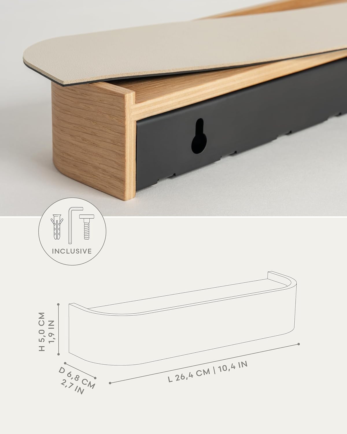 Modern Key Holder Wall Mount / Oak / 6 Hooks