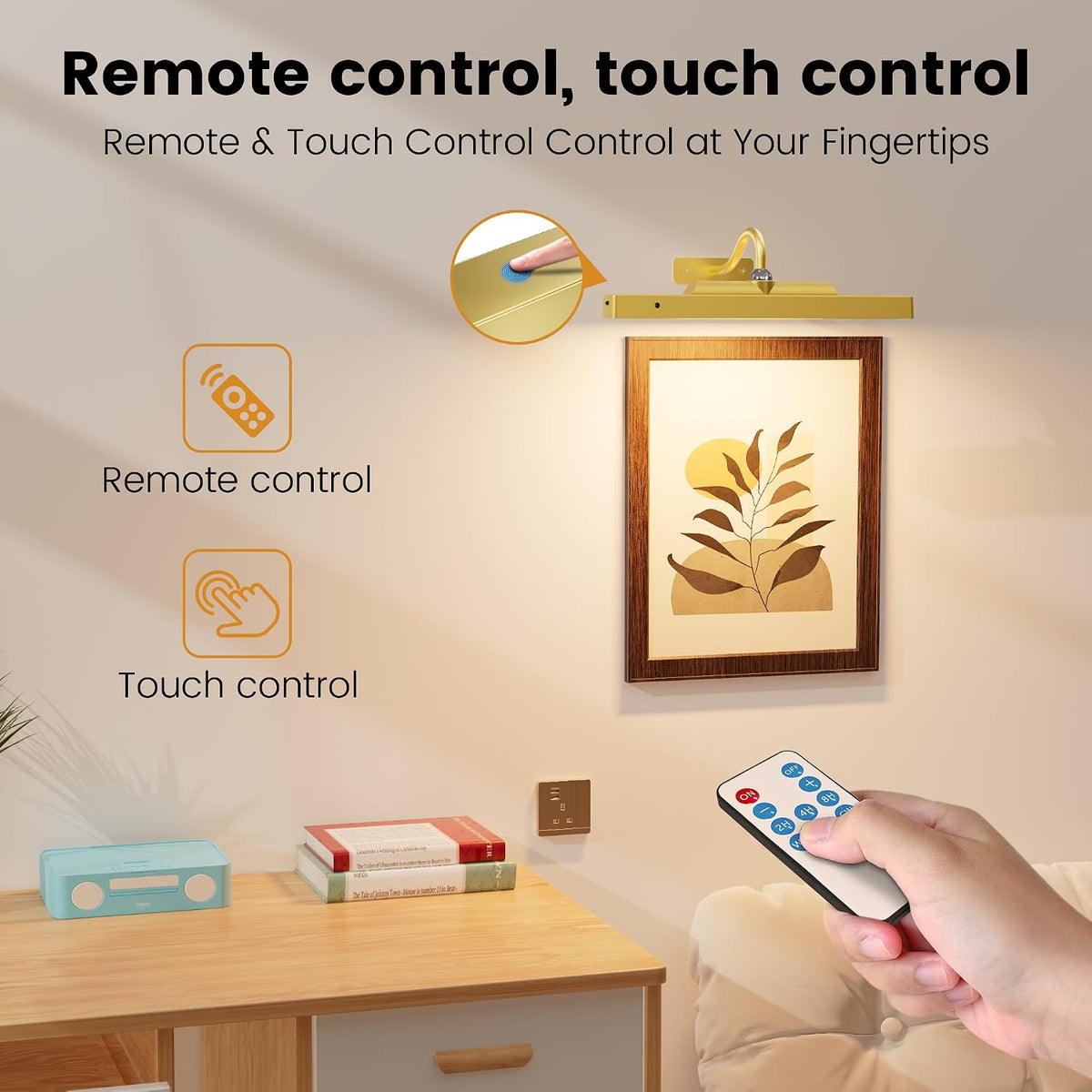 3 Pack Gallery Lights for Wall, 4400mAh Rechargeable Picture Lights, 12'' Cordless Remote Dimmable LED for Portrait