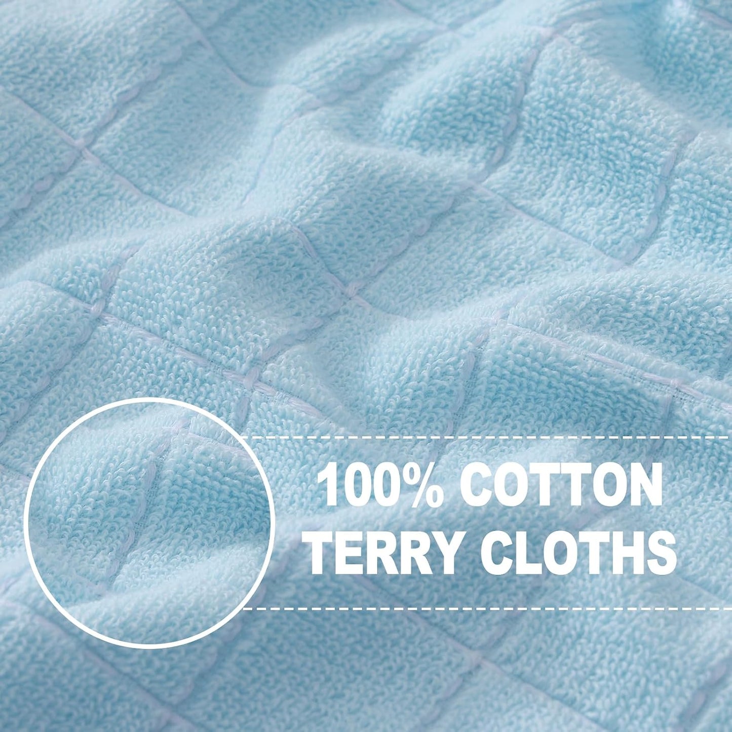 Homaxy 100% Cotton Terry Kitchen Towels, 8 Pack, Sky Blue | Ultra Soft and Absorbent Dish Towels for Kitchen, Suitable