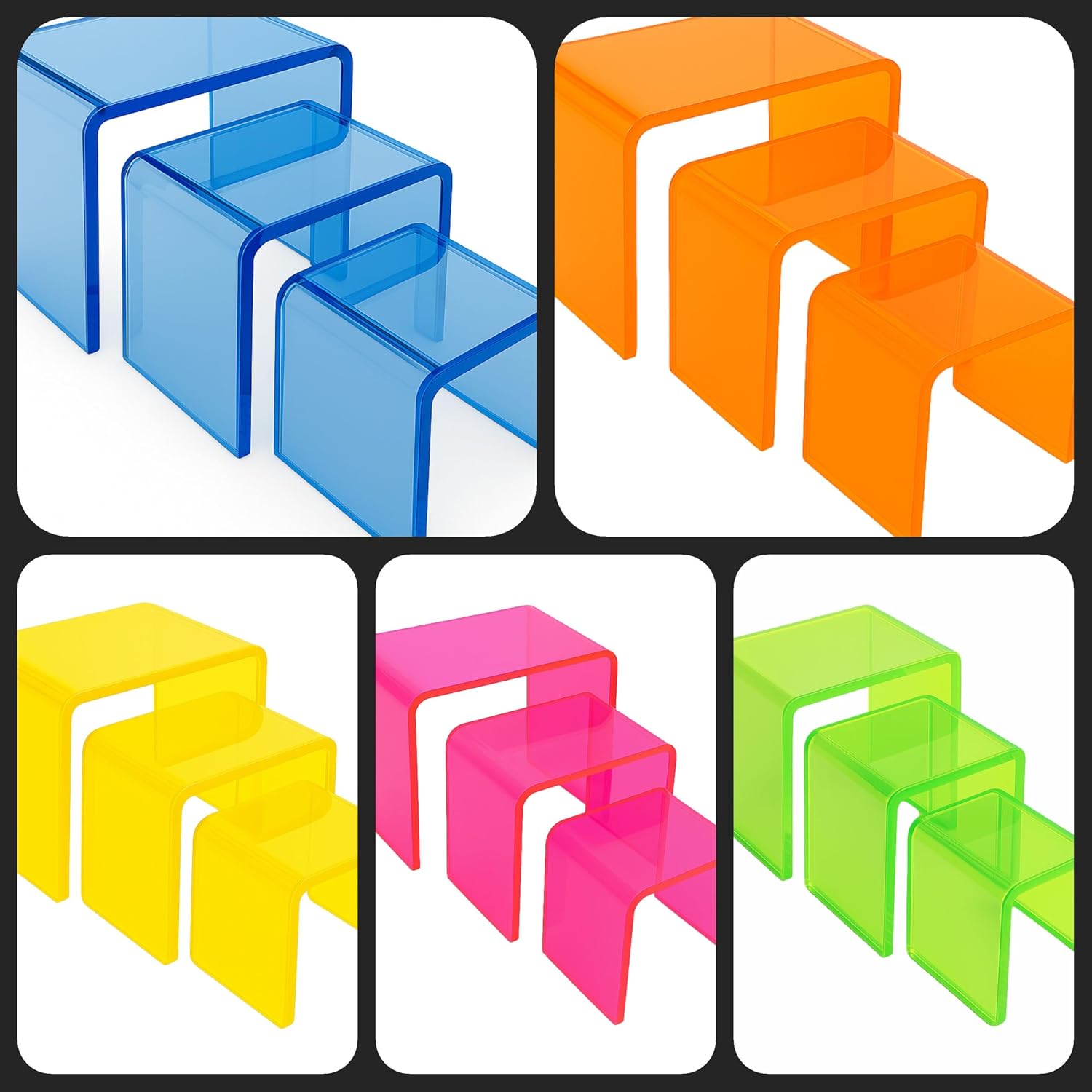 3pc Set Cube Stands for Crafts / Neon Orange
