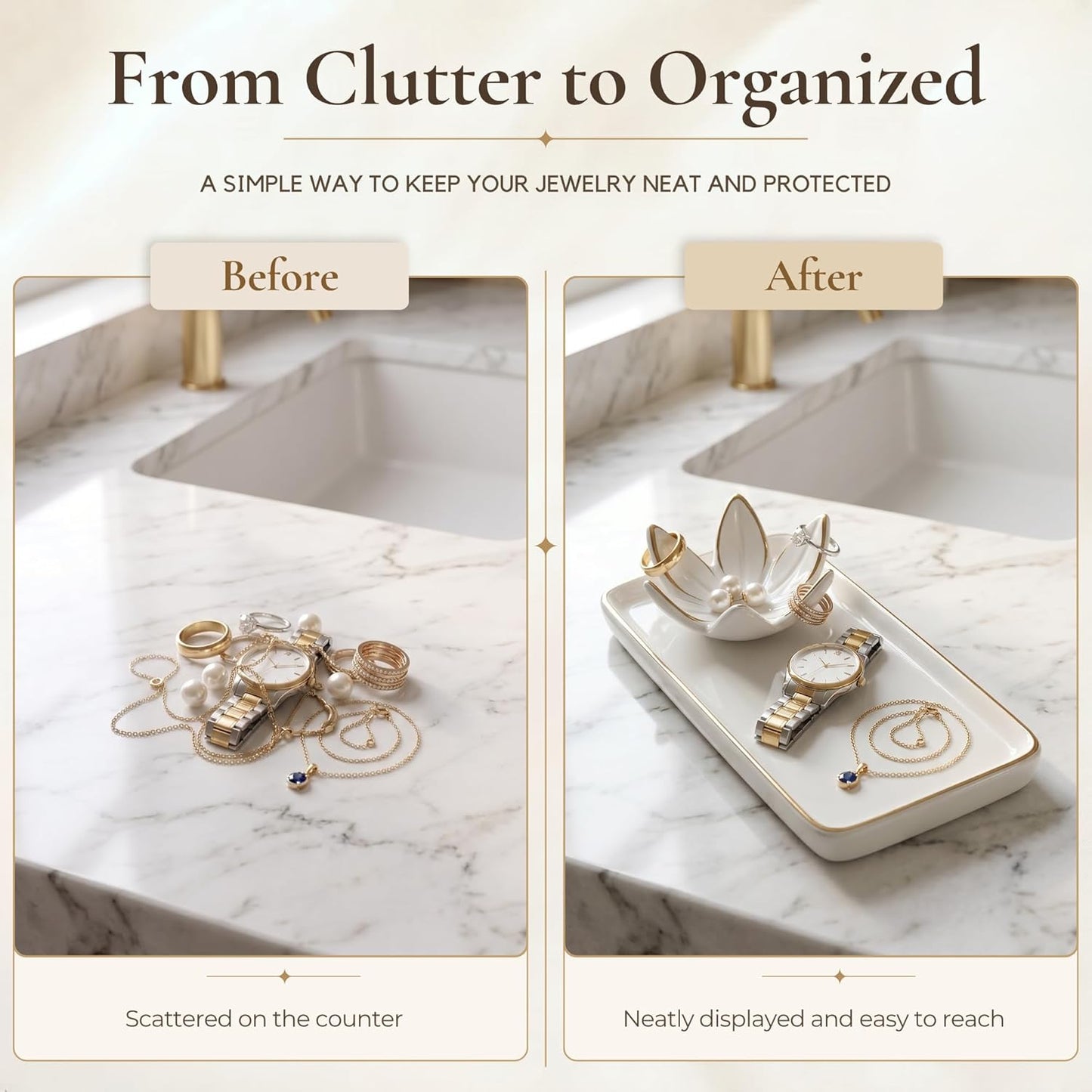 Jewelry Organizer for Vanity / Gold