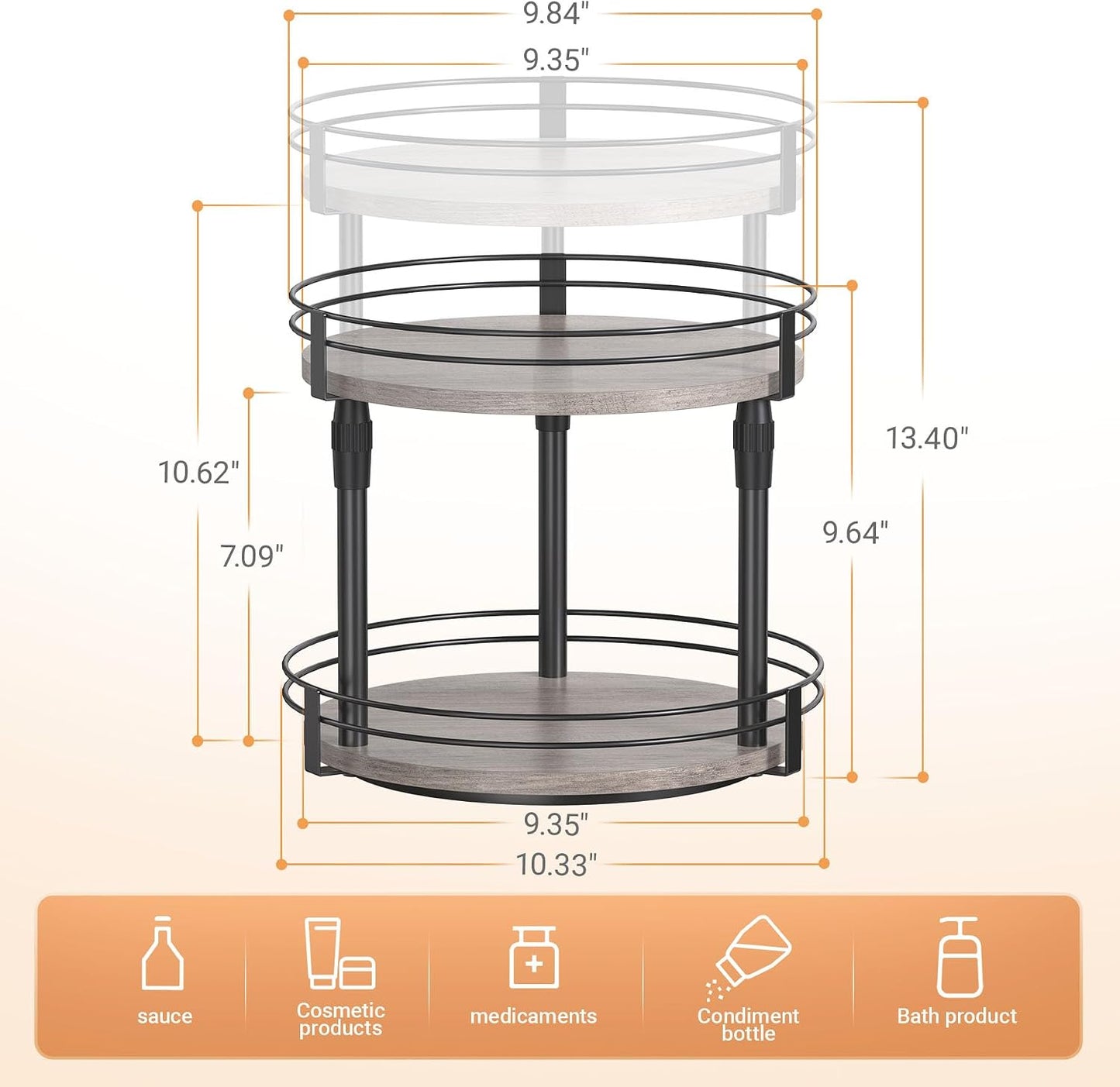 Across-Star Lazy-Susan-Organizer-Spice-Rack, Rotating Spice Organizer For Cabinet Pantry, Seasoning Holder Spice Shelf