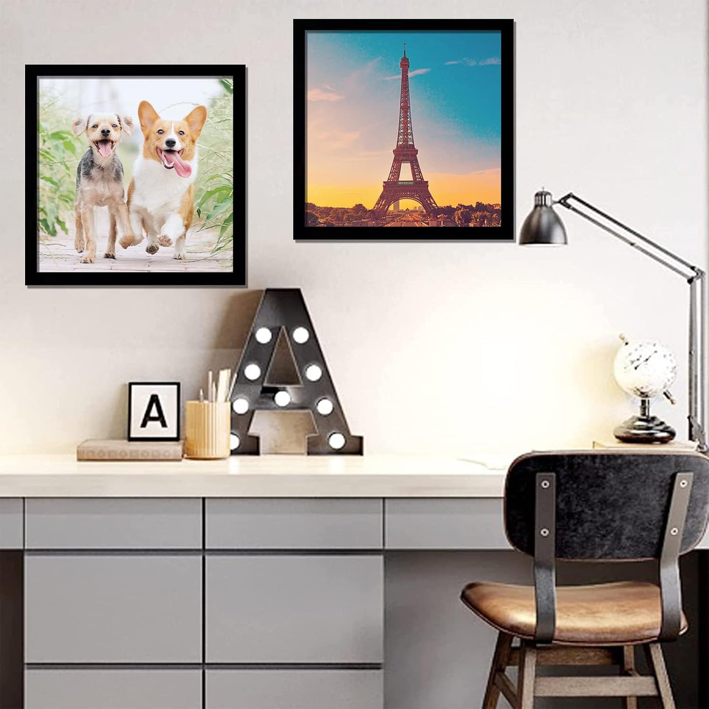 20x20 Picture Frame Set of 5, Black Photo Frames for Gallery Wall Hanging | High-Clarity Clear Panel, Horizontal &