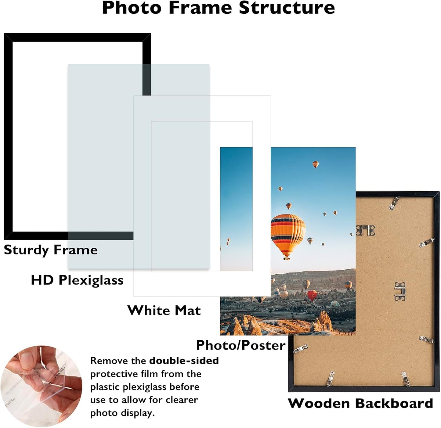 JCJMY 16.5x23.4 A2 Picture Frame Set of 4 Black with 11.7x16.5 A3 Mat, Display Photo 11.7x16.5 with Mat or 16.5 x 23.4