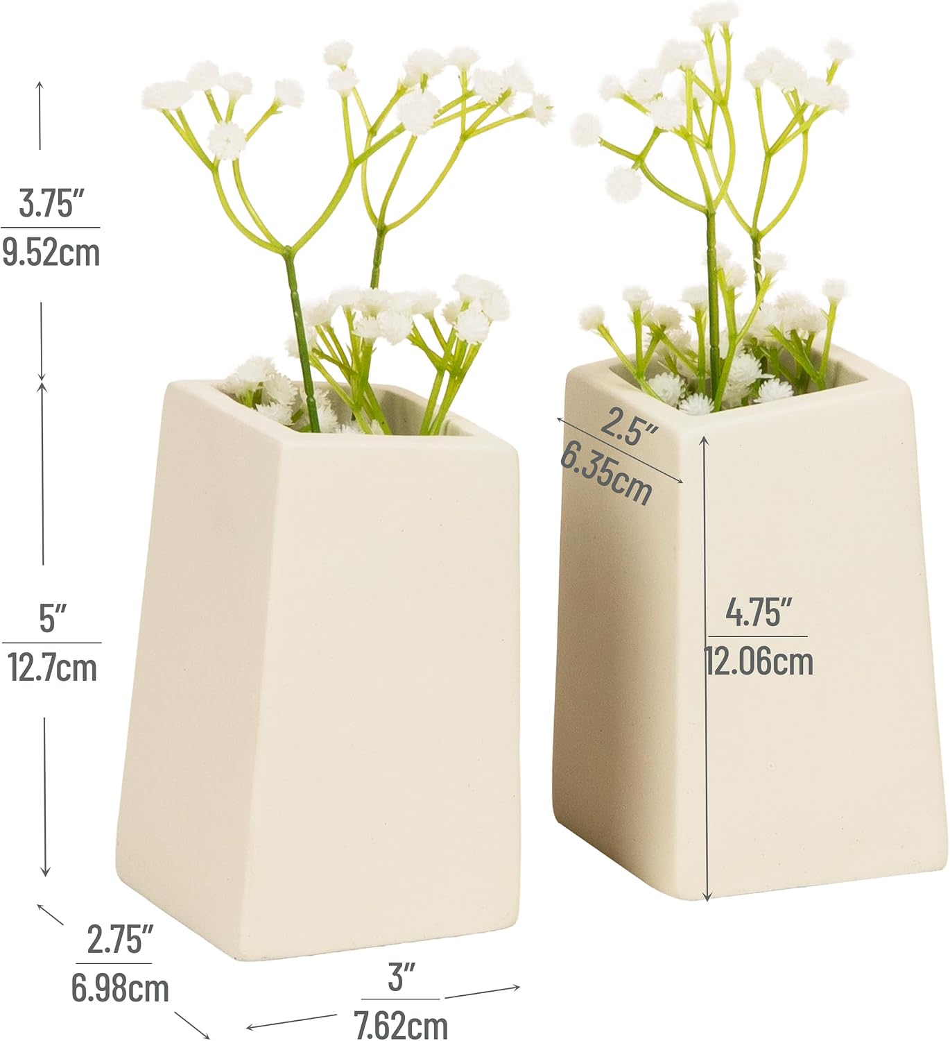 Cement Planter Bookends / White Cement Planter Bookend / Set of 2