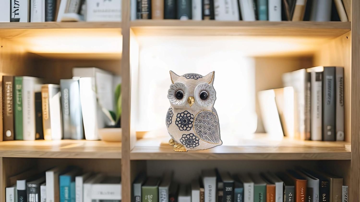 Owl Statue & Figurines / Flower-owl / White