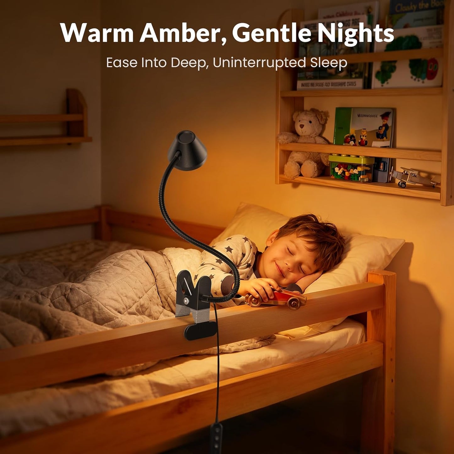 LEPOWER Clip on Light, Reading Lights for Books in Bed, 400LM, RG0 Eye-Care | 5 Colors & Stepless Dimming, Amber Glow