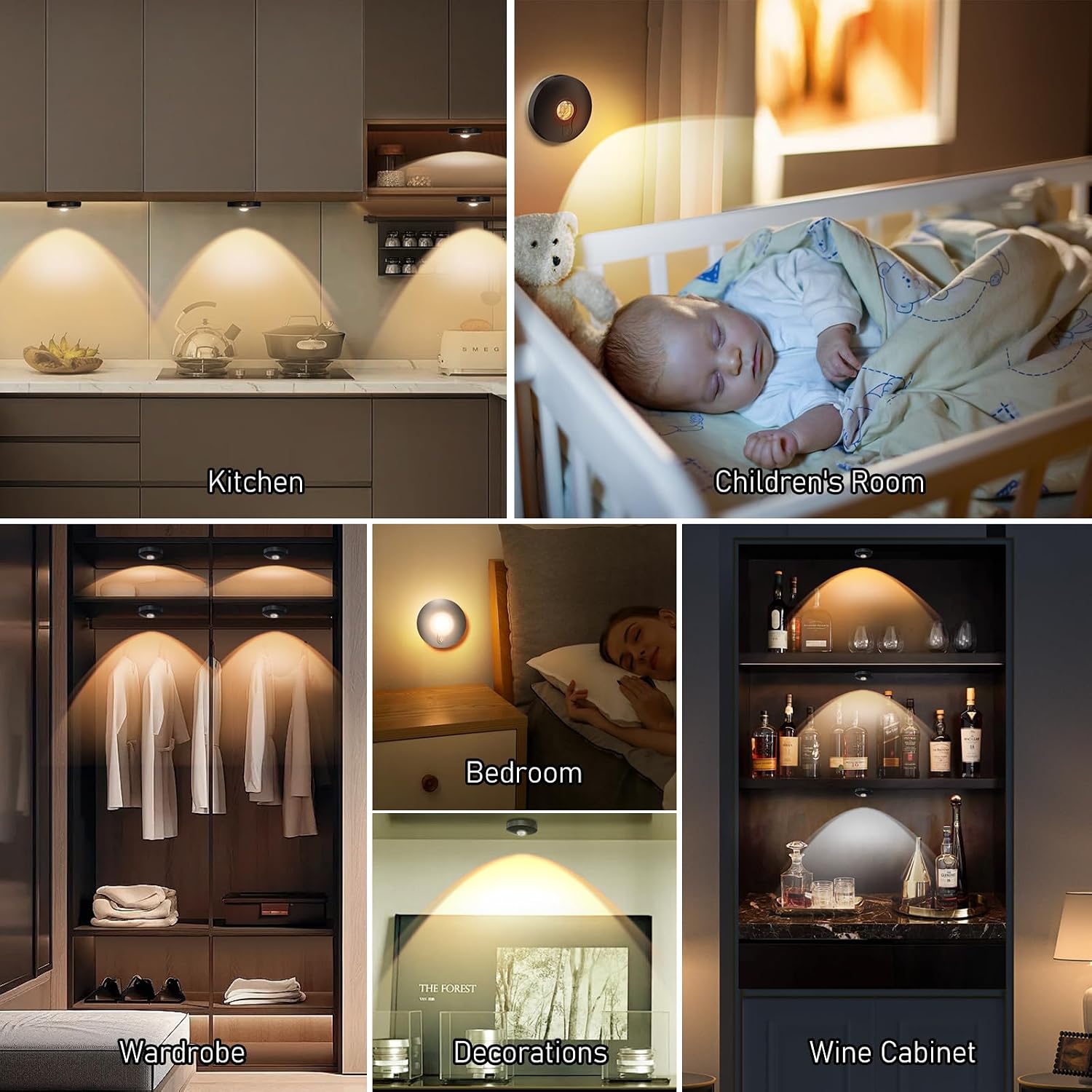 UNUSROOM Rechargeable Puck Lights with Remote Control,2000mAh High Capacity Battery Operated LED Under Cabinet