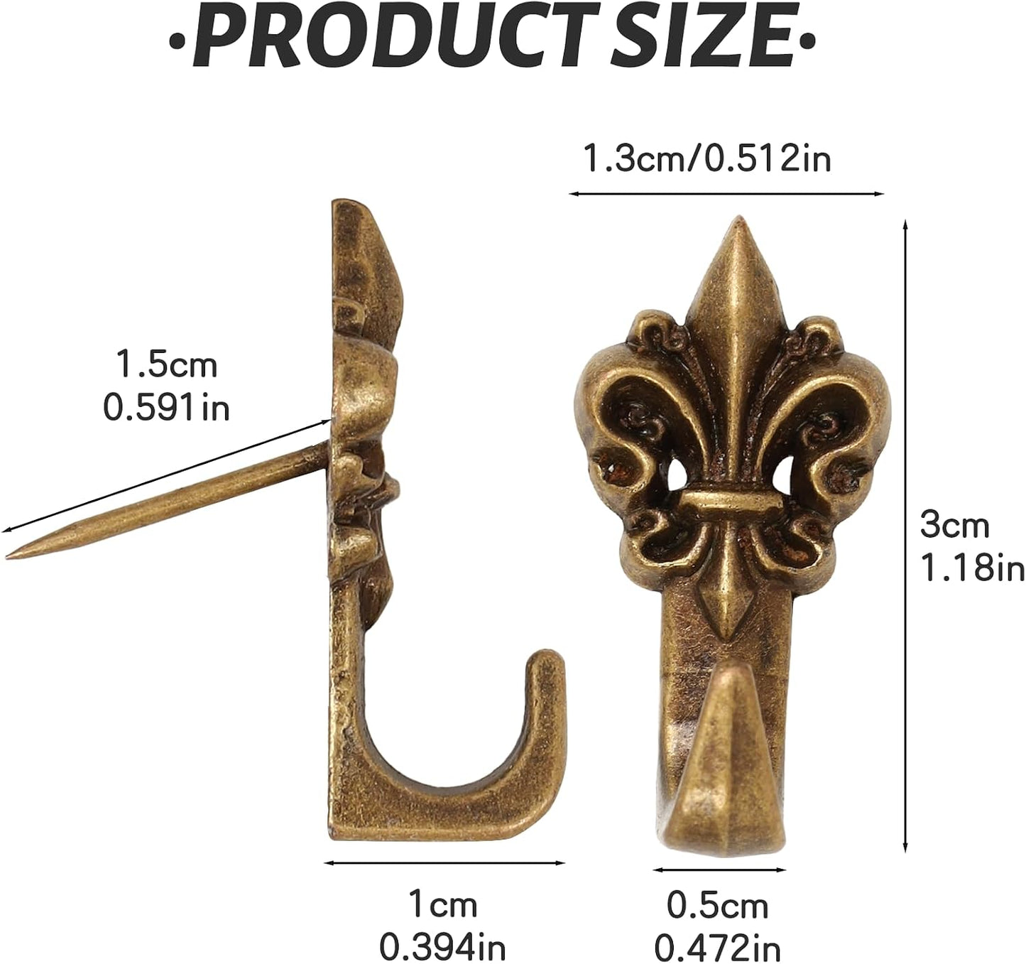Zinc Alloy Pin Hooks Picture Hanging / Bronze / Set of 20