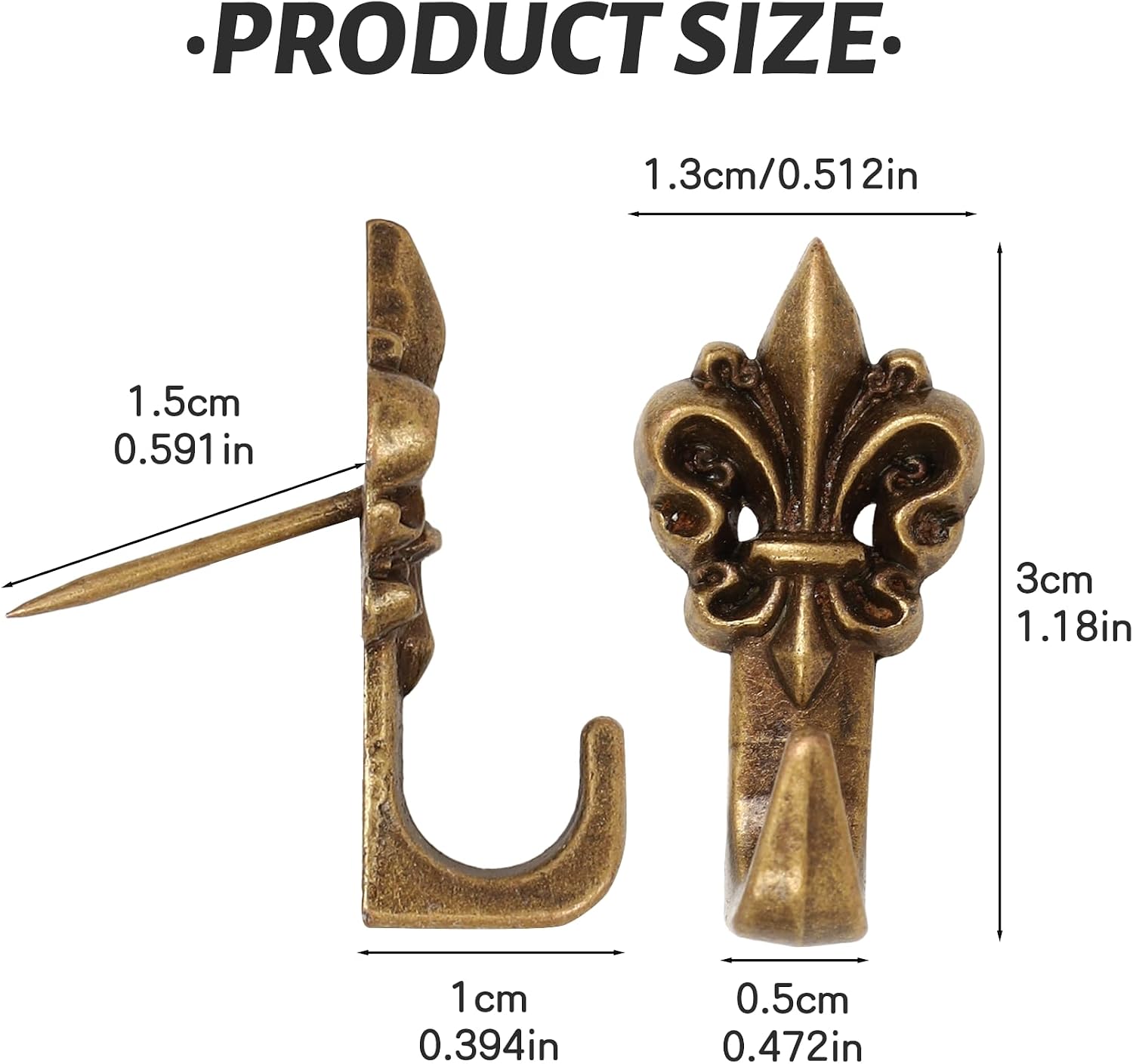 Zinc Alloy Pin Hooks Picture Hanging / Bronze / Set of 20