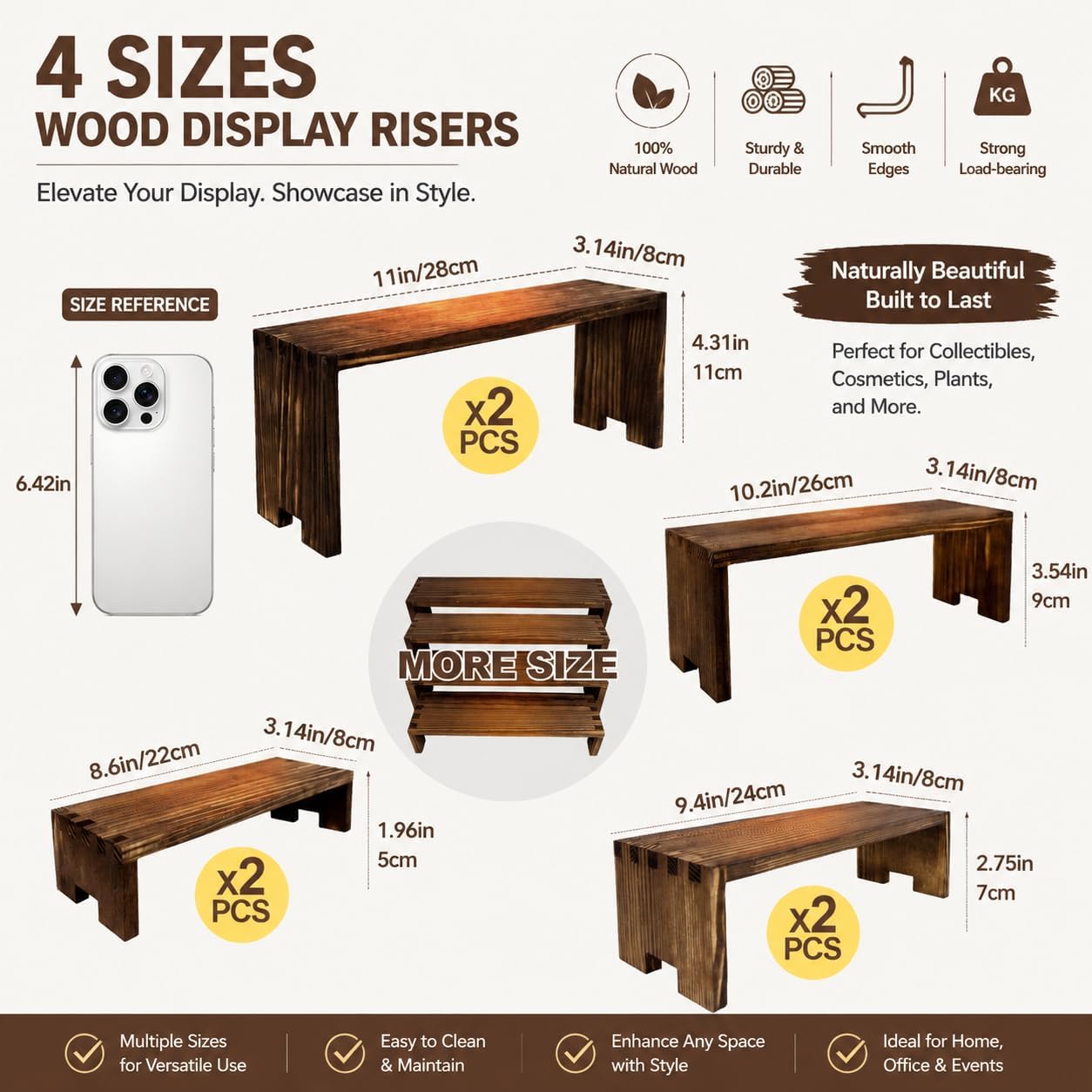 Yikaroeli Large Wood Display Risers Wooden Cupcake Stand Cake Stands Dessert Food Buffet Display Stand for Vendor