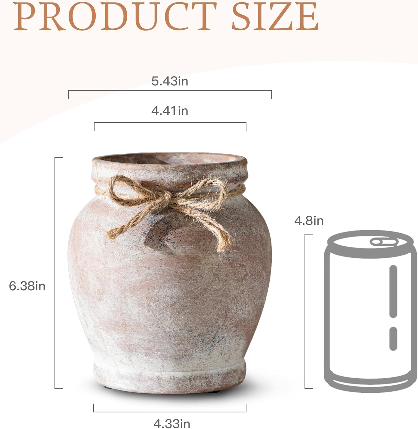 small decorative vase for farmhouse home / Terracotta / 6.5 Inch