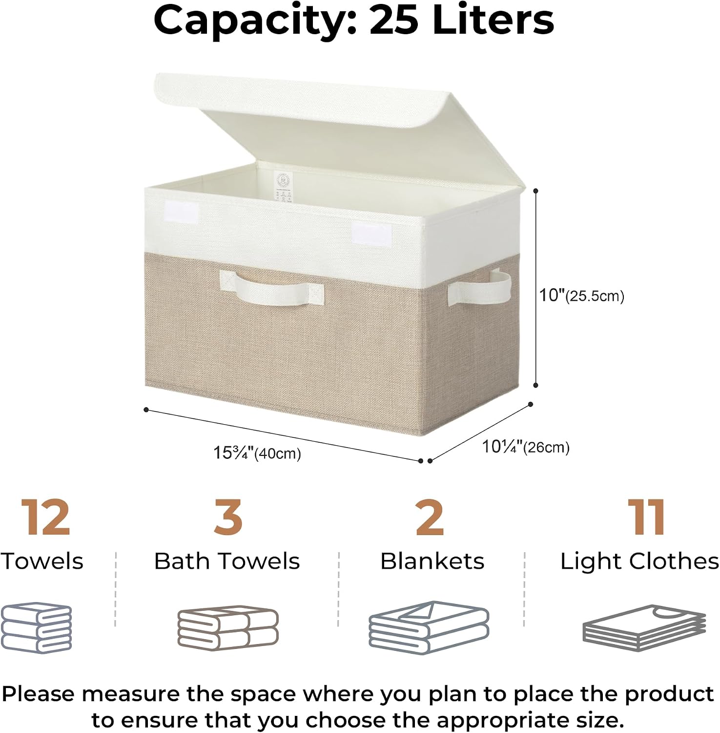 Storage Bins / Shelf Baskets / White/khaki / Large / Set of 2