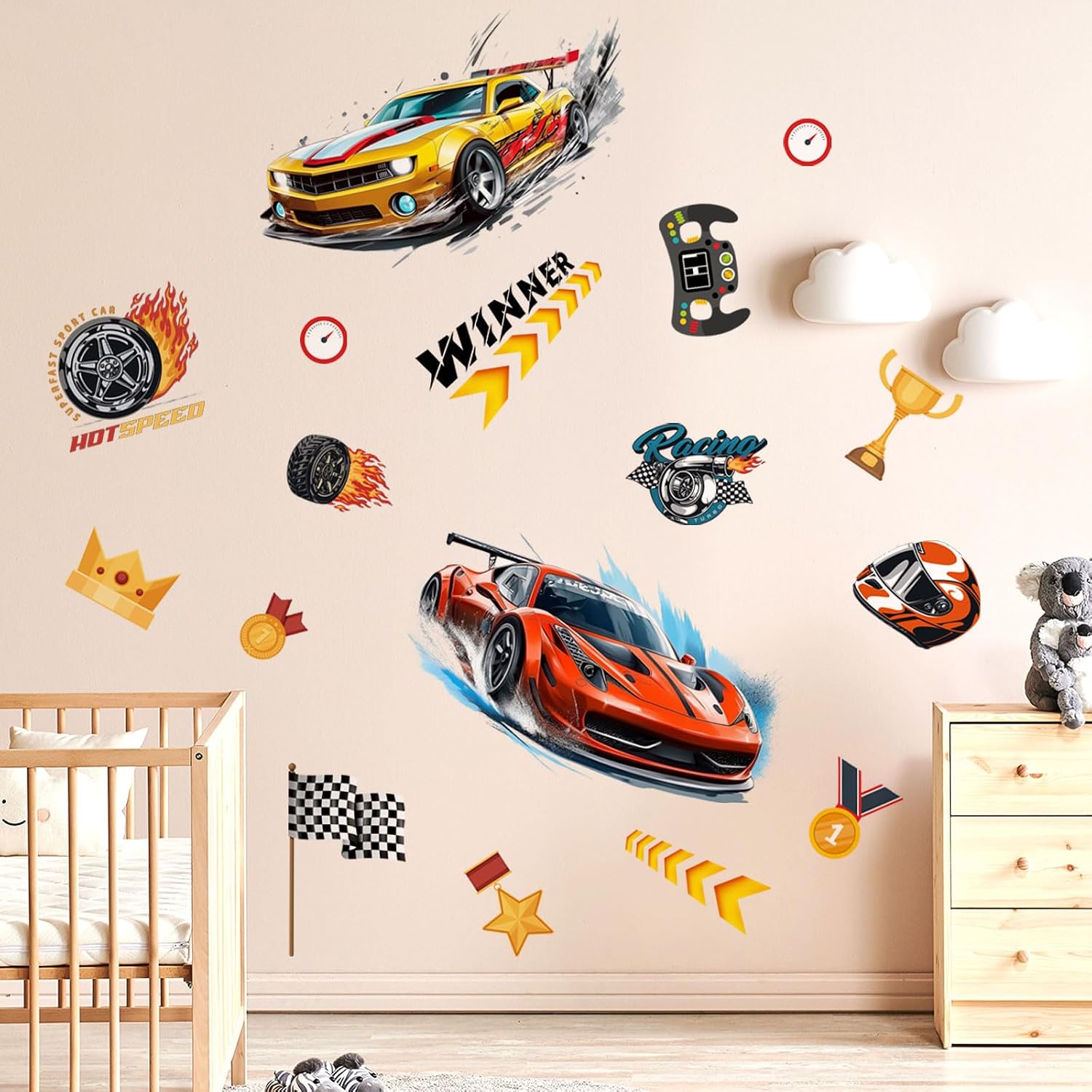 3D Wall Stickers Speed Car / Racing Car