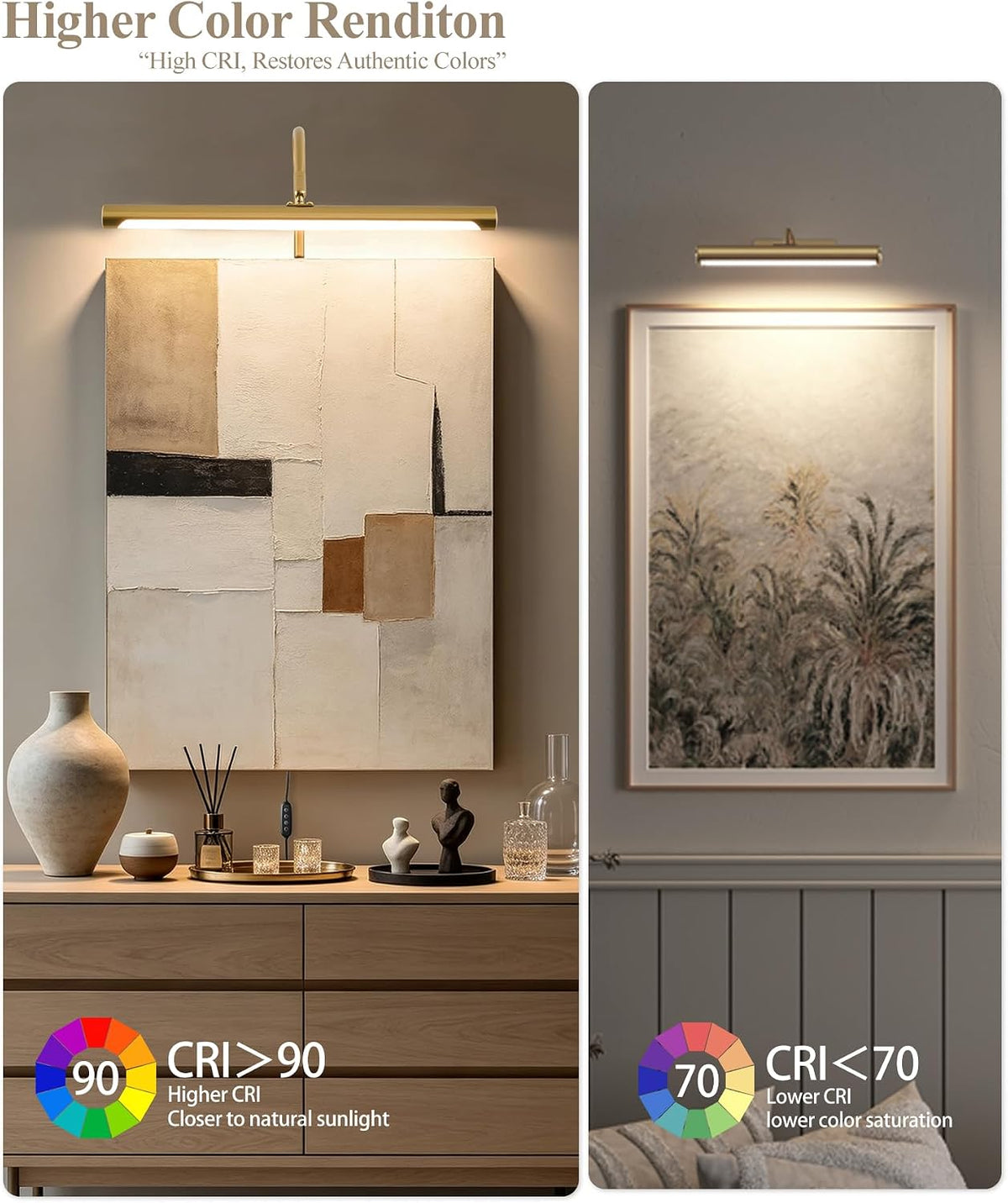 ZitoStory Plug in Picture Light for Wall, Modern Dimmable Picture Frame Lights with Remote LED Wall Art Lights for