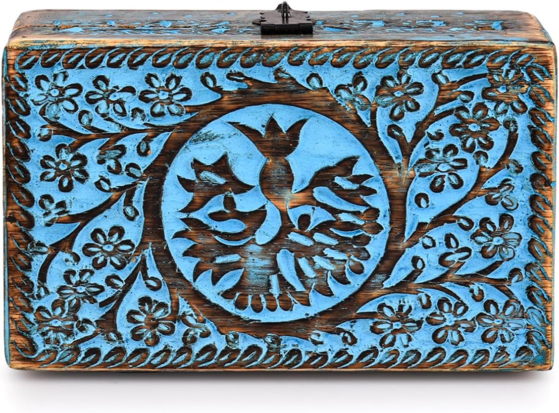 Wooden Jewelry Box / 8 x 5 x 2.5