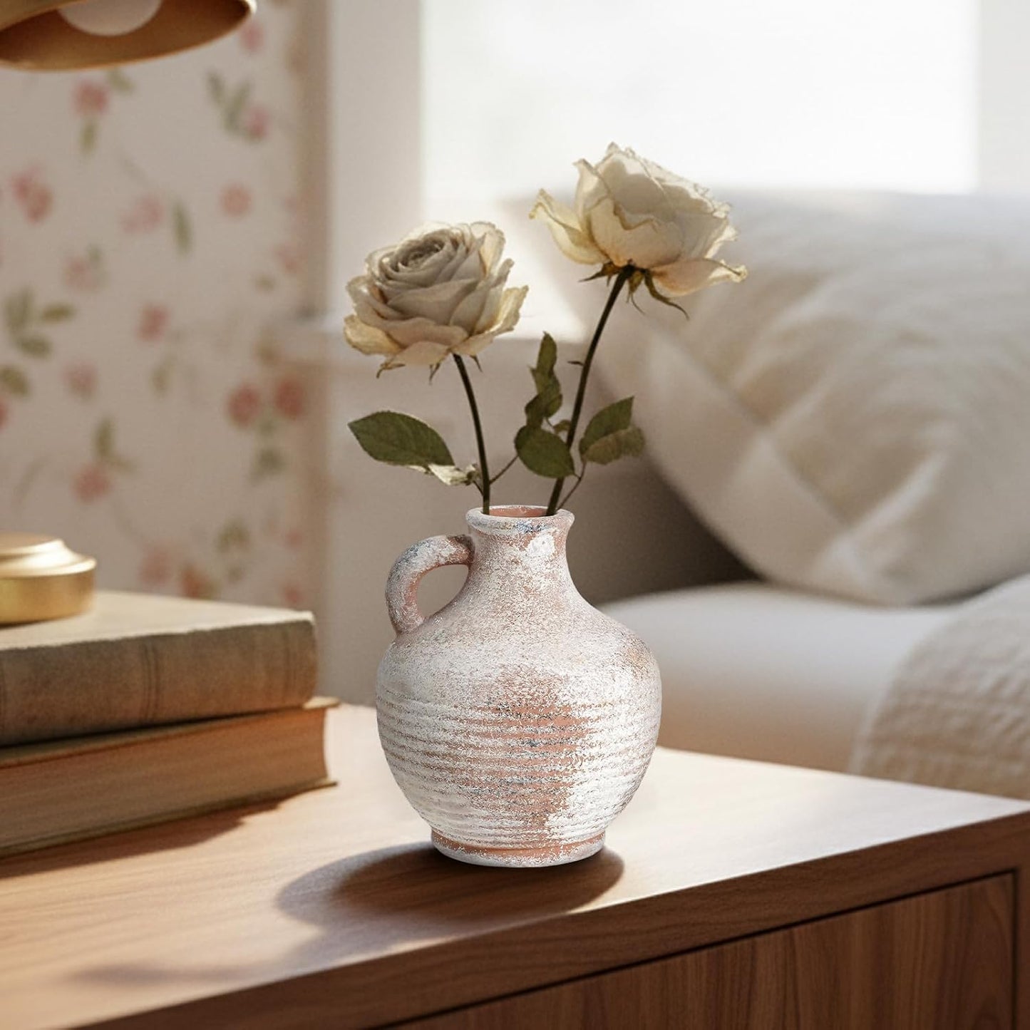 Rustic Ceramic Flowers Vase / 6 Inch / Rustic Brown - 6