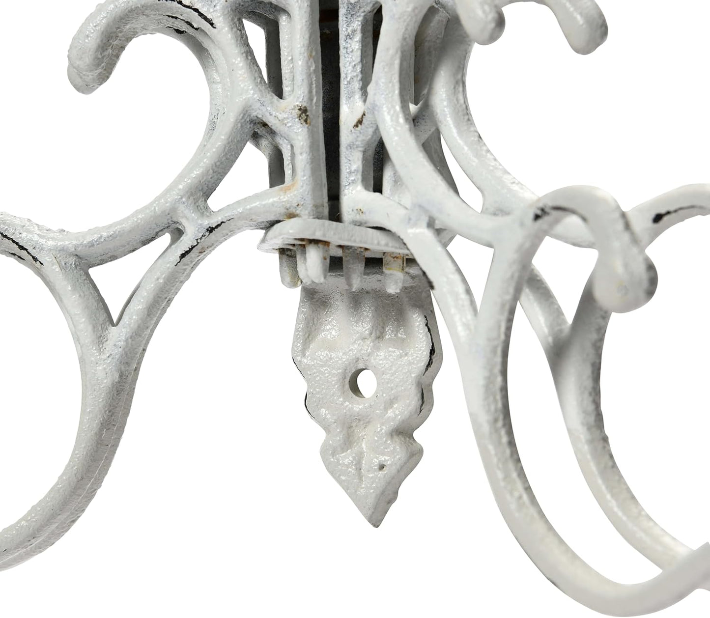 15 Hooks / Antique Decorative Cast Iron Multi Hook Wall Hanger / White