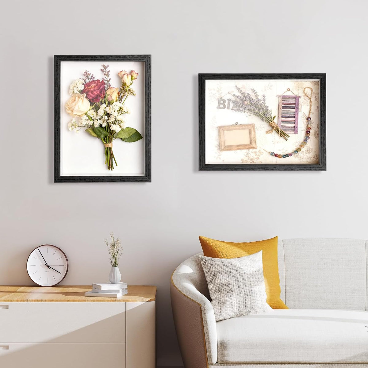 2 Pack Shadow Box Frame 11"x 14" - Wood Deep Shadowbox with Glass | Shadow Boxes Display Cases Suitable for Photos
