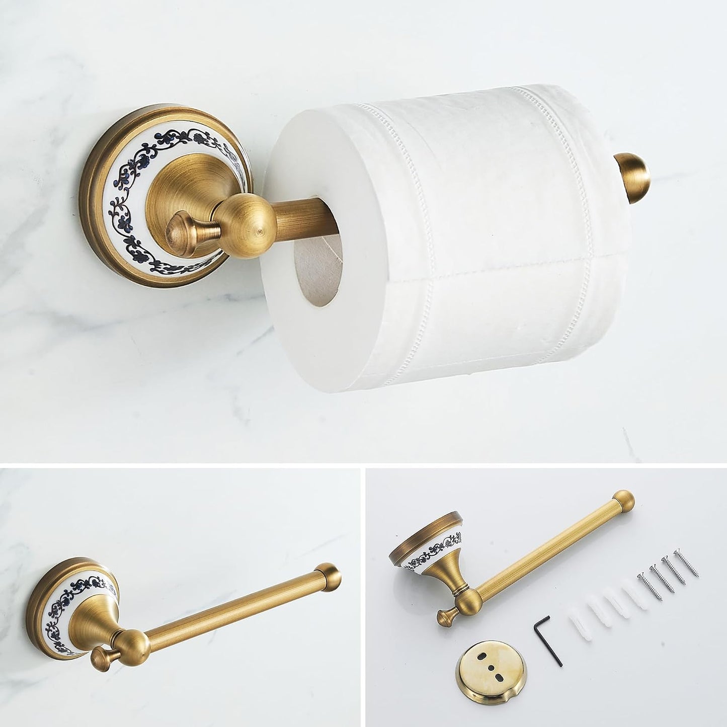 Antique Bronze Bathroom Hardware Set,Adjustable Towel Rack, Toilet Roll Paper Holder,Hand Towel Holder,Hook, Bathroom