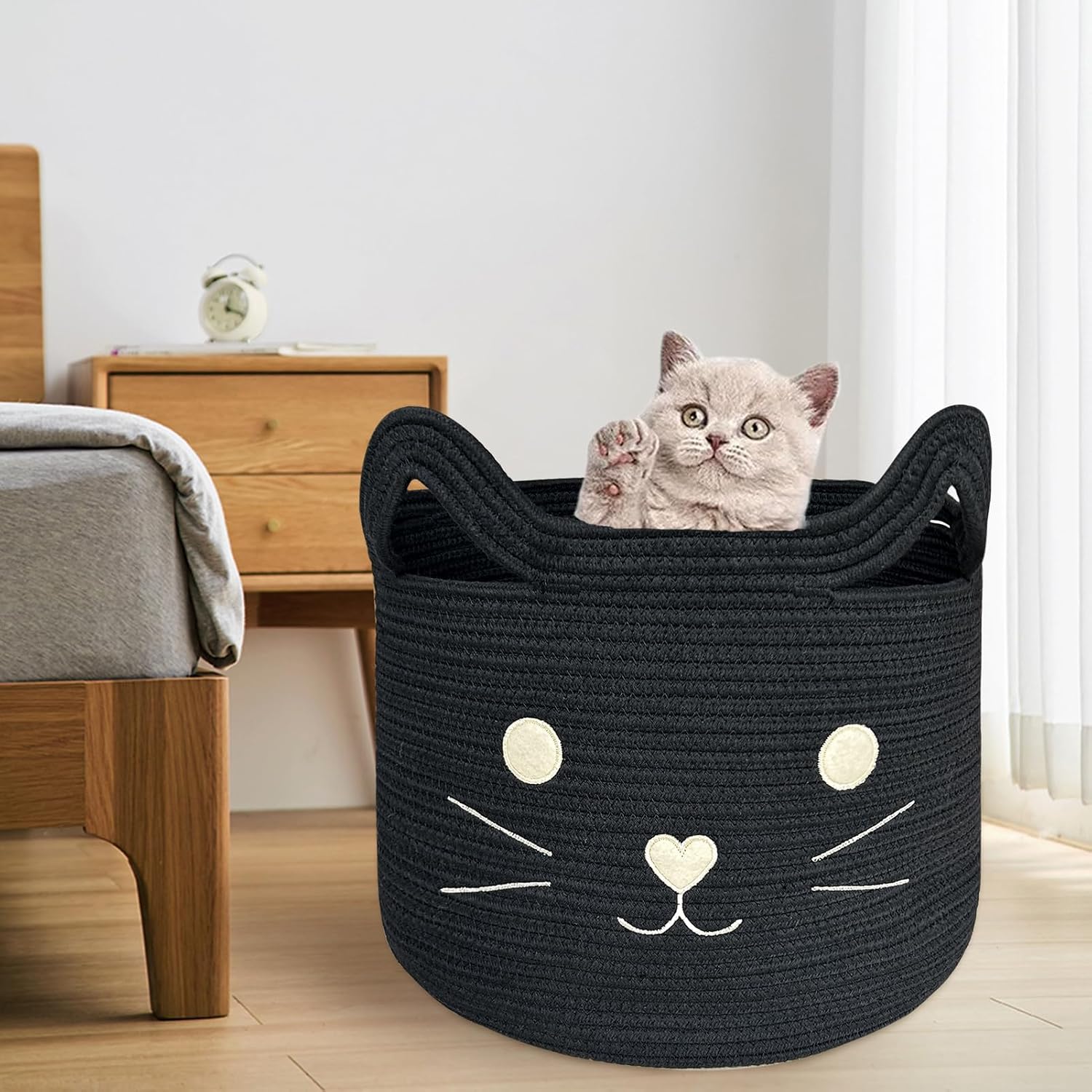 Gift Basket / Large Cat Toy Basket / Black / Black Cat