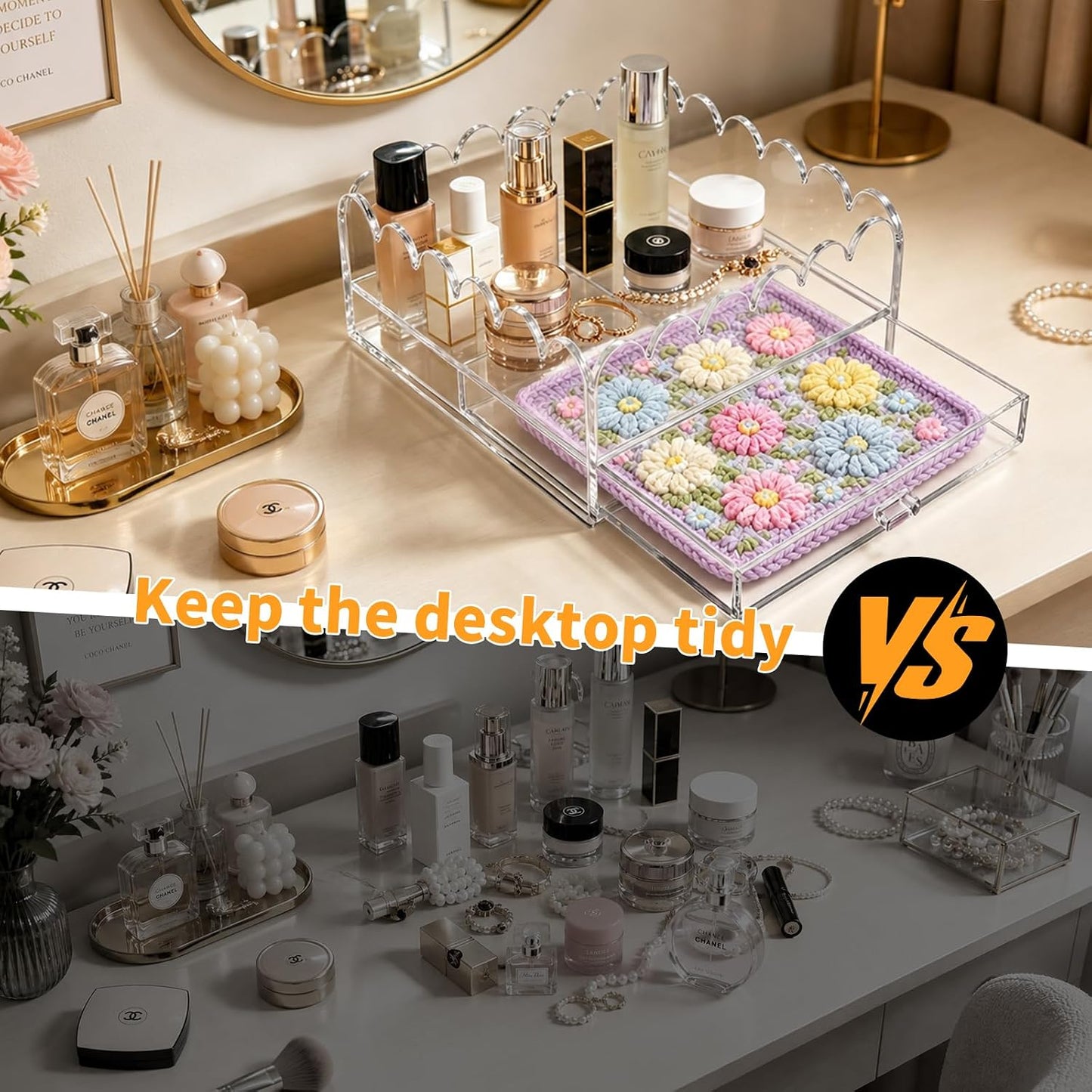 Acrylic Tray / Scalloped Acrylic Tray / 7*7*2.5in / Clear / 7 x 7