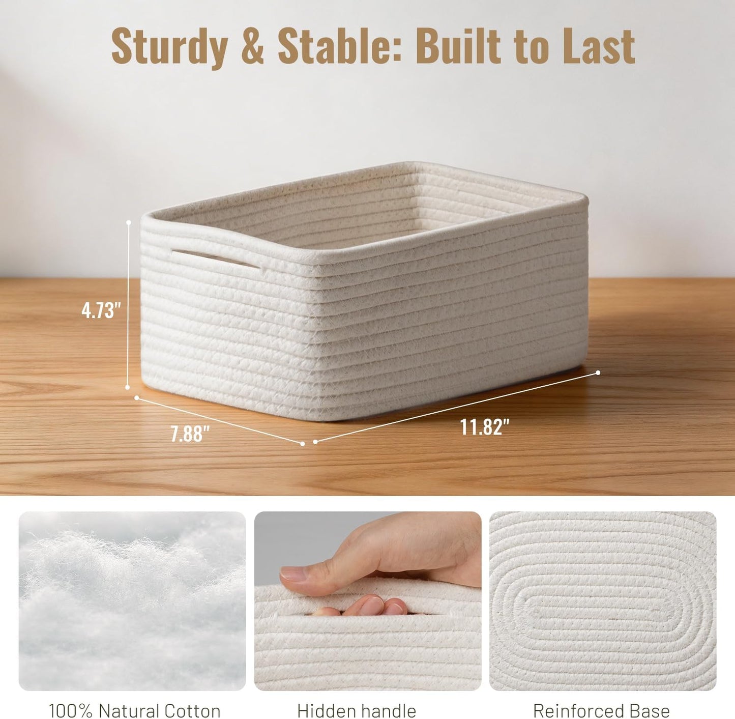 Small Woven Storage Baskets / White / Set of 5