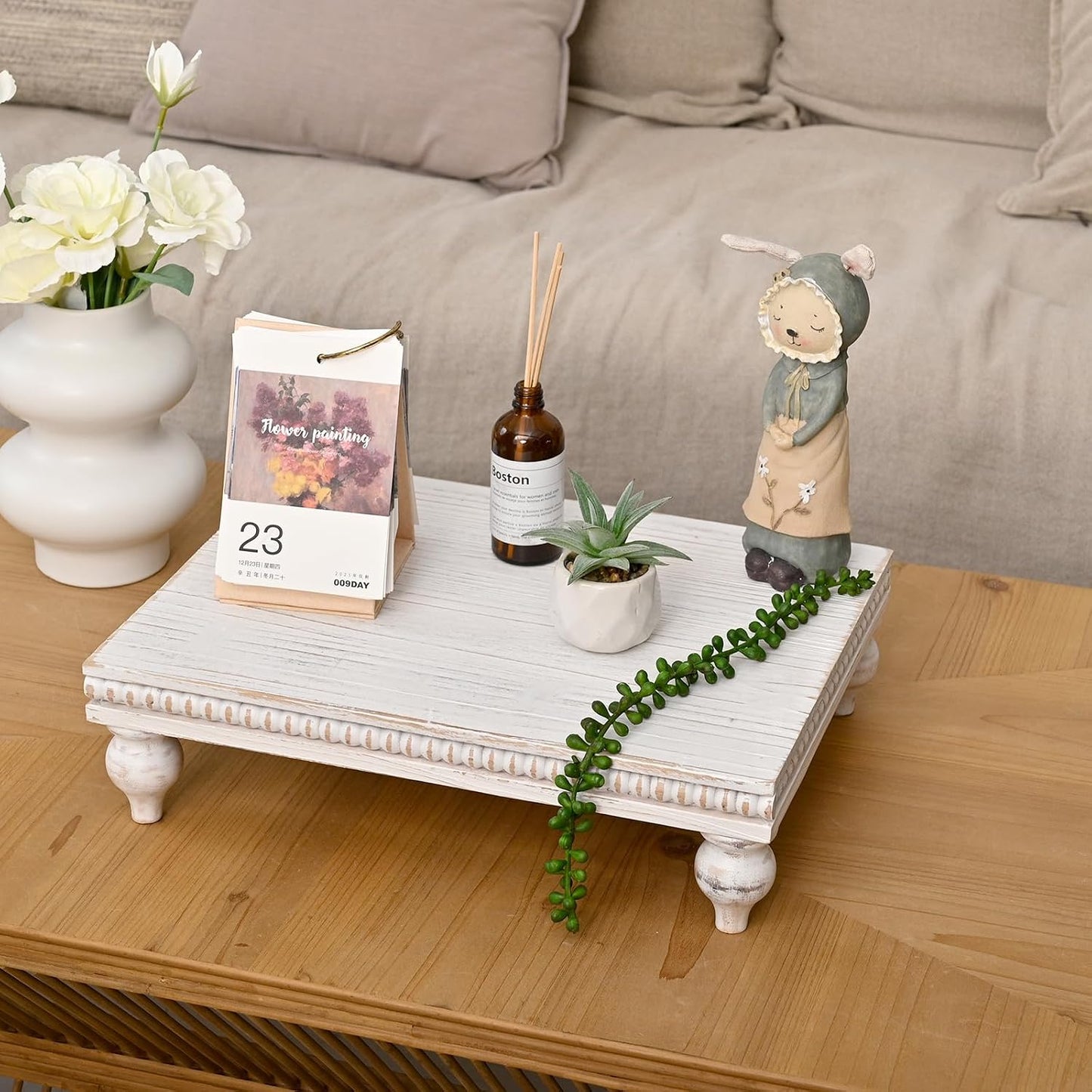 Rustic Shabby Chic Tray / White
