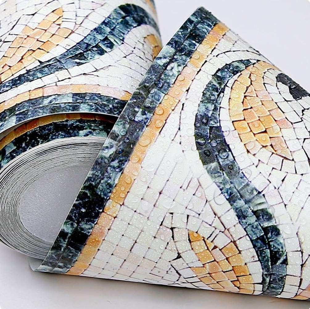 Amhao 3D Mosaic Embossed Wallpaper Border Floral Wall Border Paper Peel and Stick Wall Tile Borders
