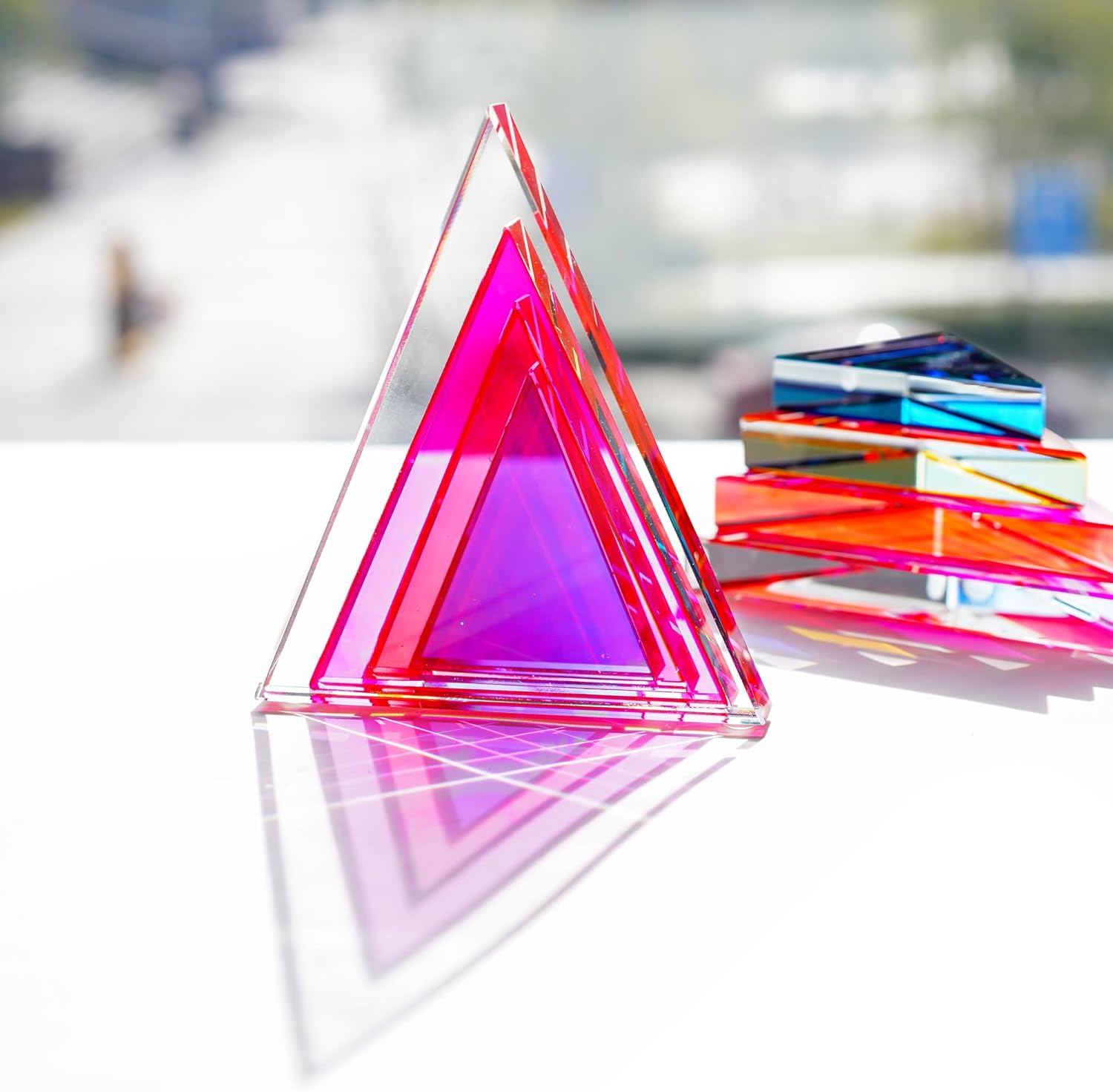 1Pair 3Lbs Crystal Bookends / Triangle
